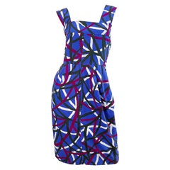Yves Saint Laurent - Robe en coton violette à imprimé graffiti, années 1970