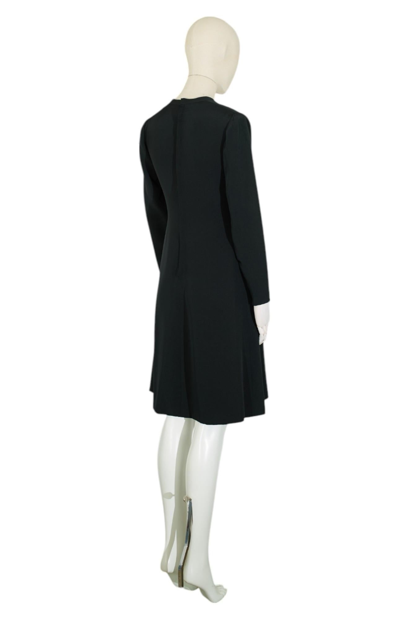 Yves Saint Laurent 1972 Haute Couture Silk Black Dress In Excellent Condition For Sale In LISSE, NL