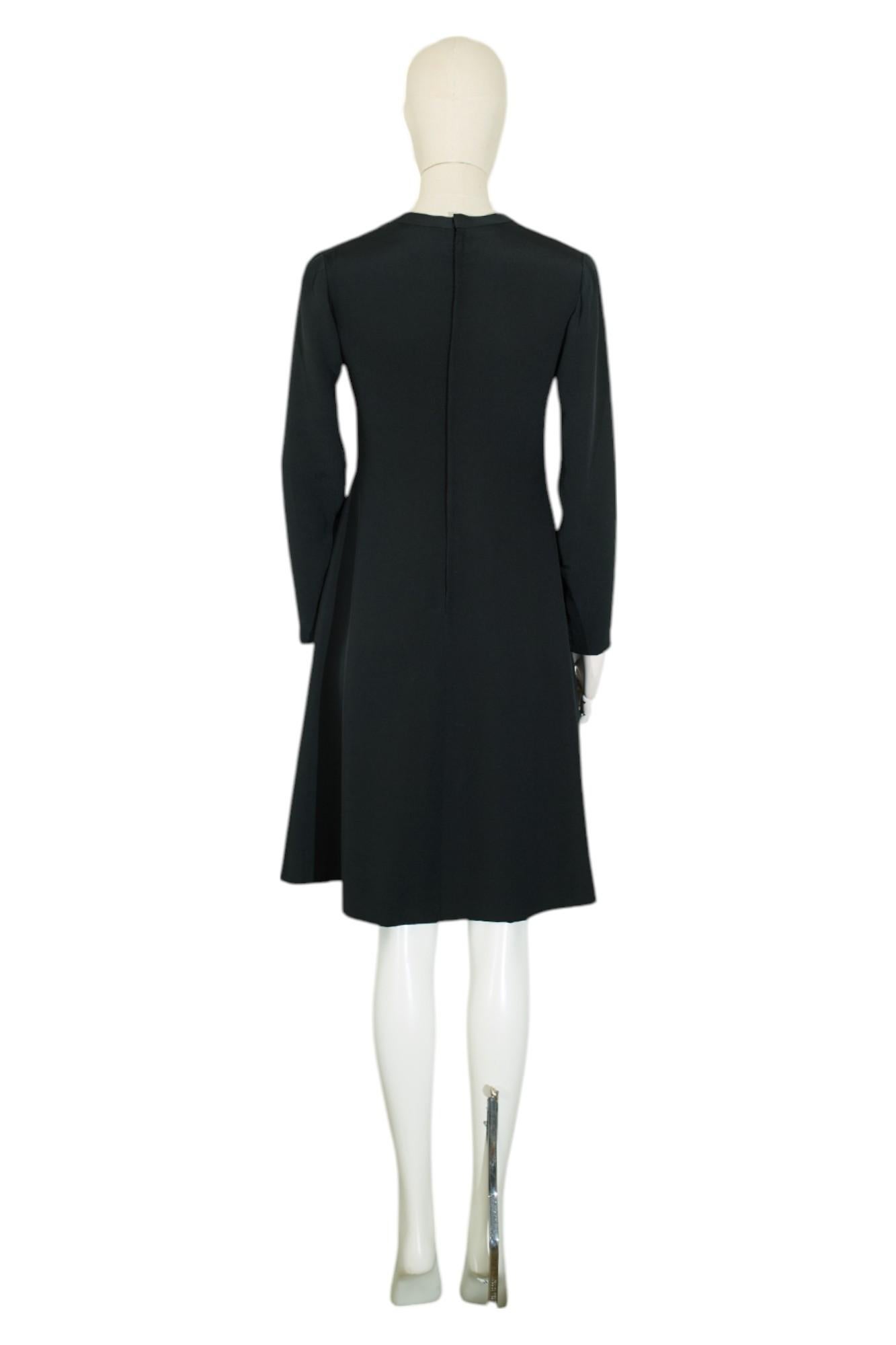 Women's Yves Saint Laurent 1972 Haute Couture Silk Black Dress For Sale