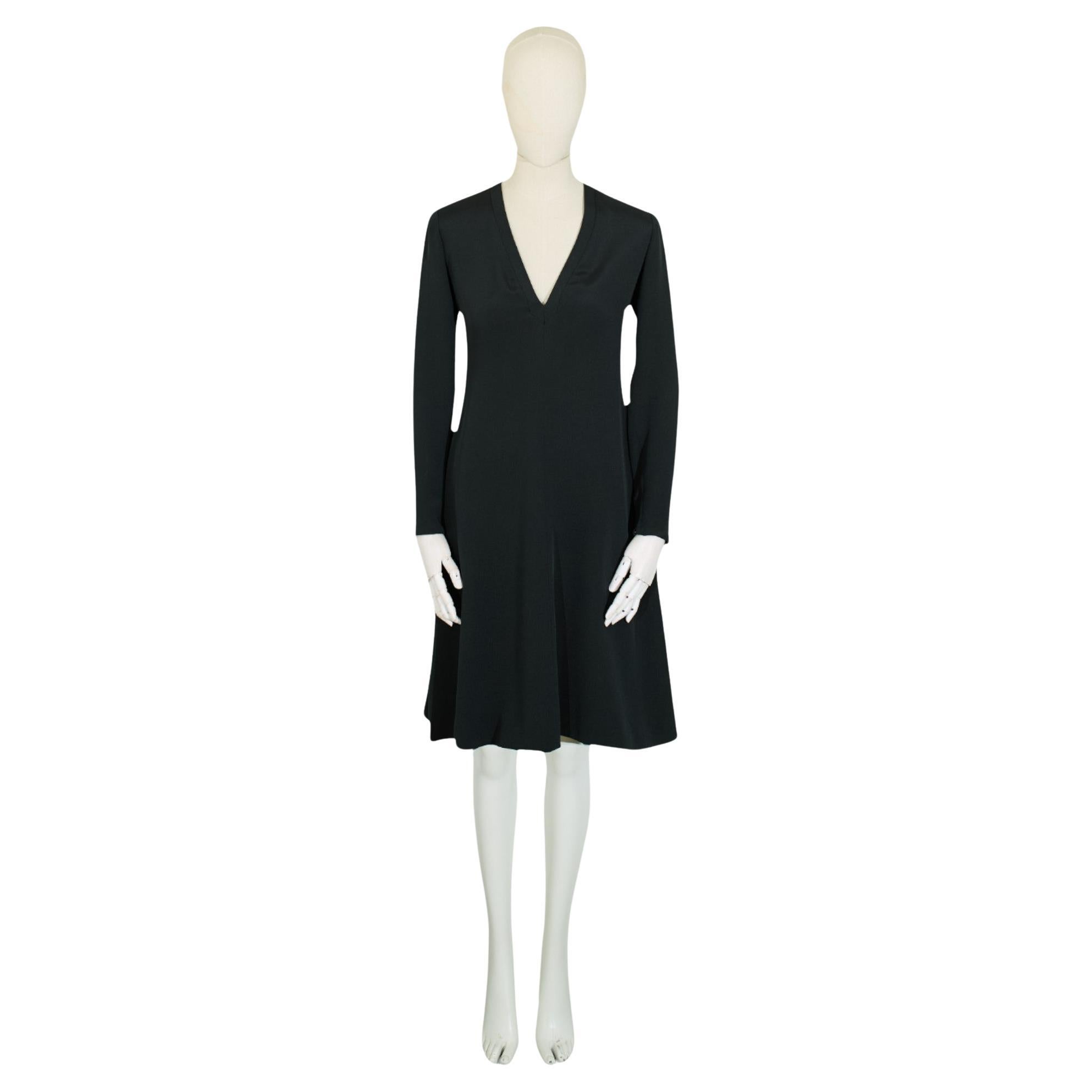 Yves Saint Laurent 1972 Haute Couture Silk Black Dress For Sale