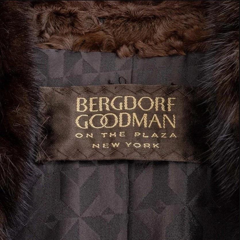 YVES SAINT LAURENT 1976 Russian Collection Brown Broadtail Mink Fur Trim Coat S im Angebot 1