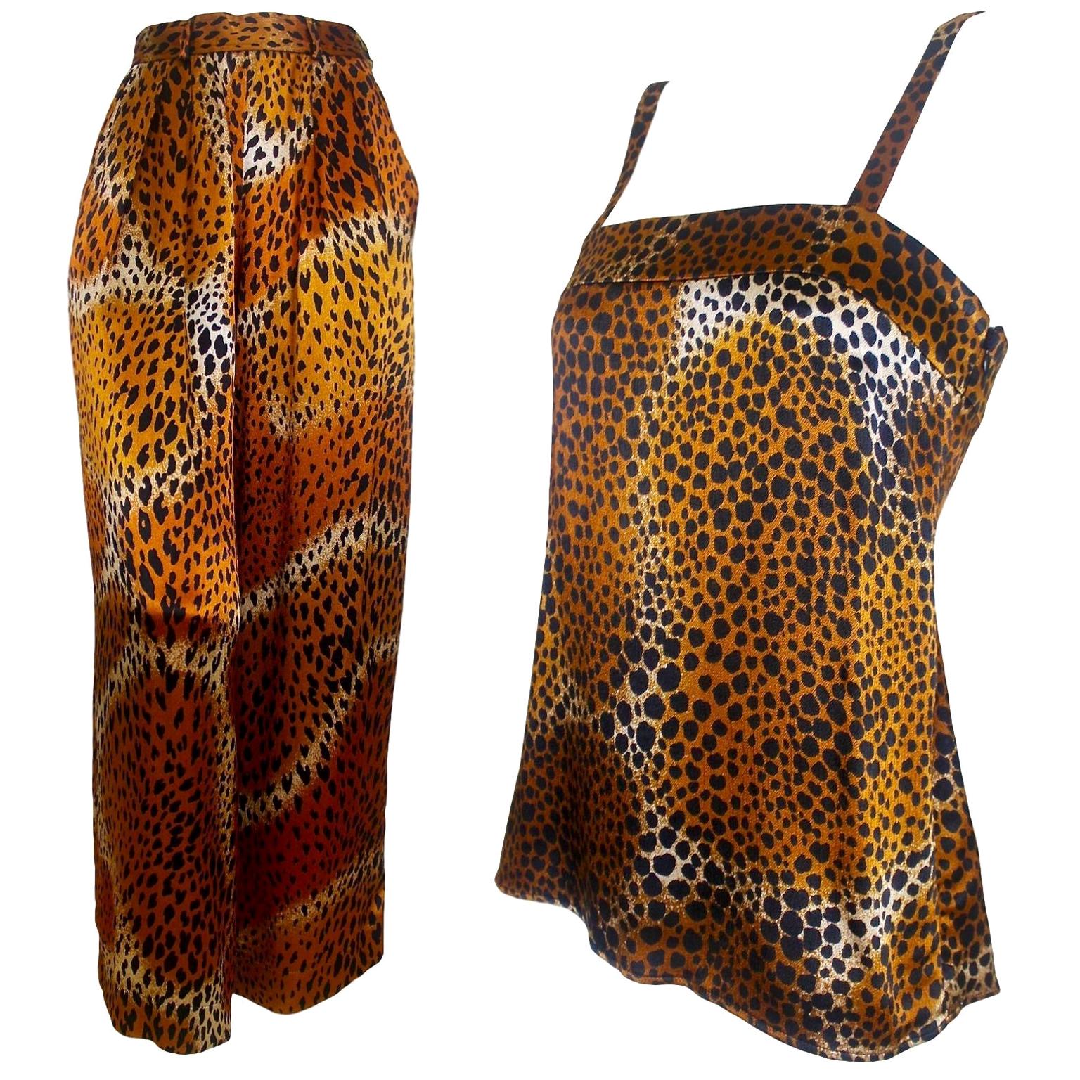 Yves Saint Laurent 1977 Leopard Print Camisole and Trousers For Sale