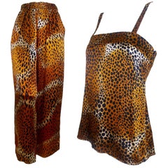 Yves Saint Laurent 1977 Leopard Print Camisole and Trousers