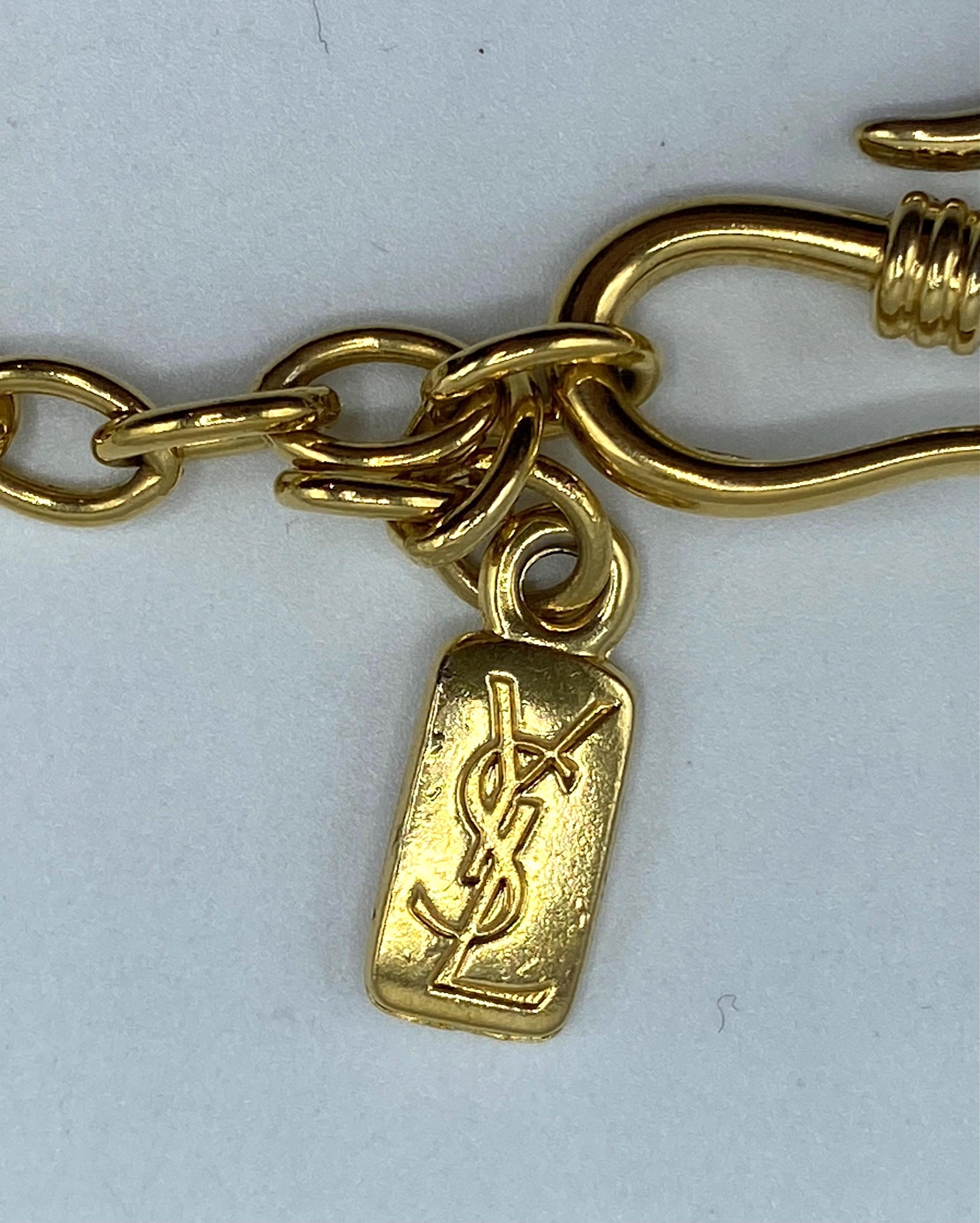 Yves Saint Laurent 1980s / 1990s Gold Nugget Disk Link Necklace 5
