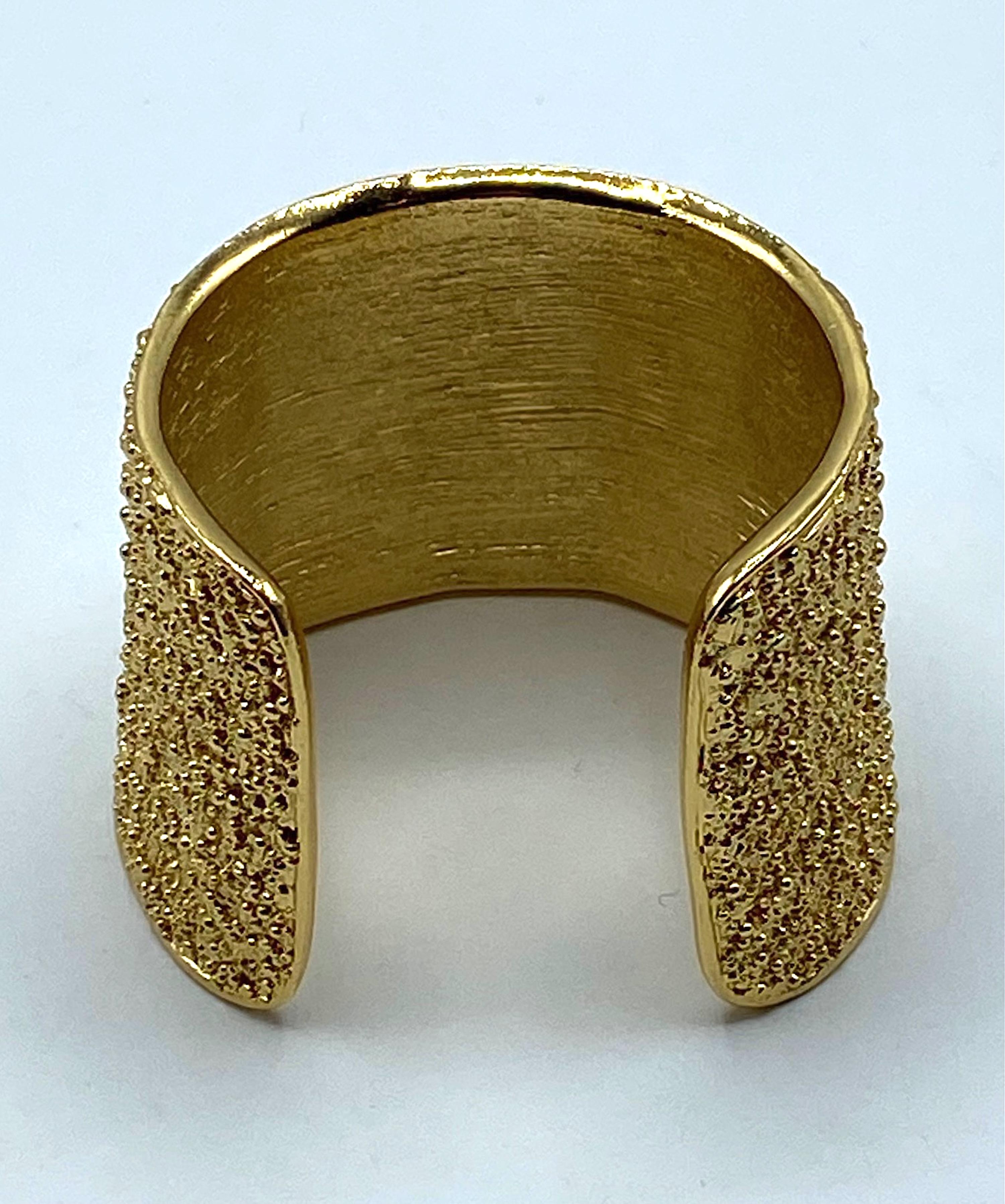 Yves Saint Laurent 1980s / 1990s Gold Nugget Wide Cuff Bracelet In Good Condition In New York, NY