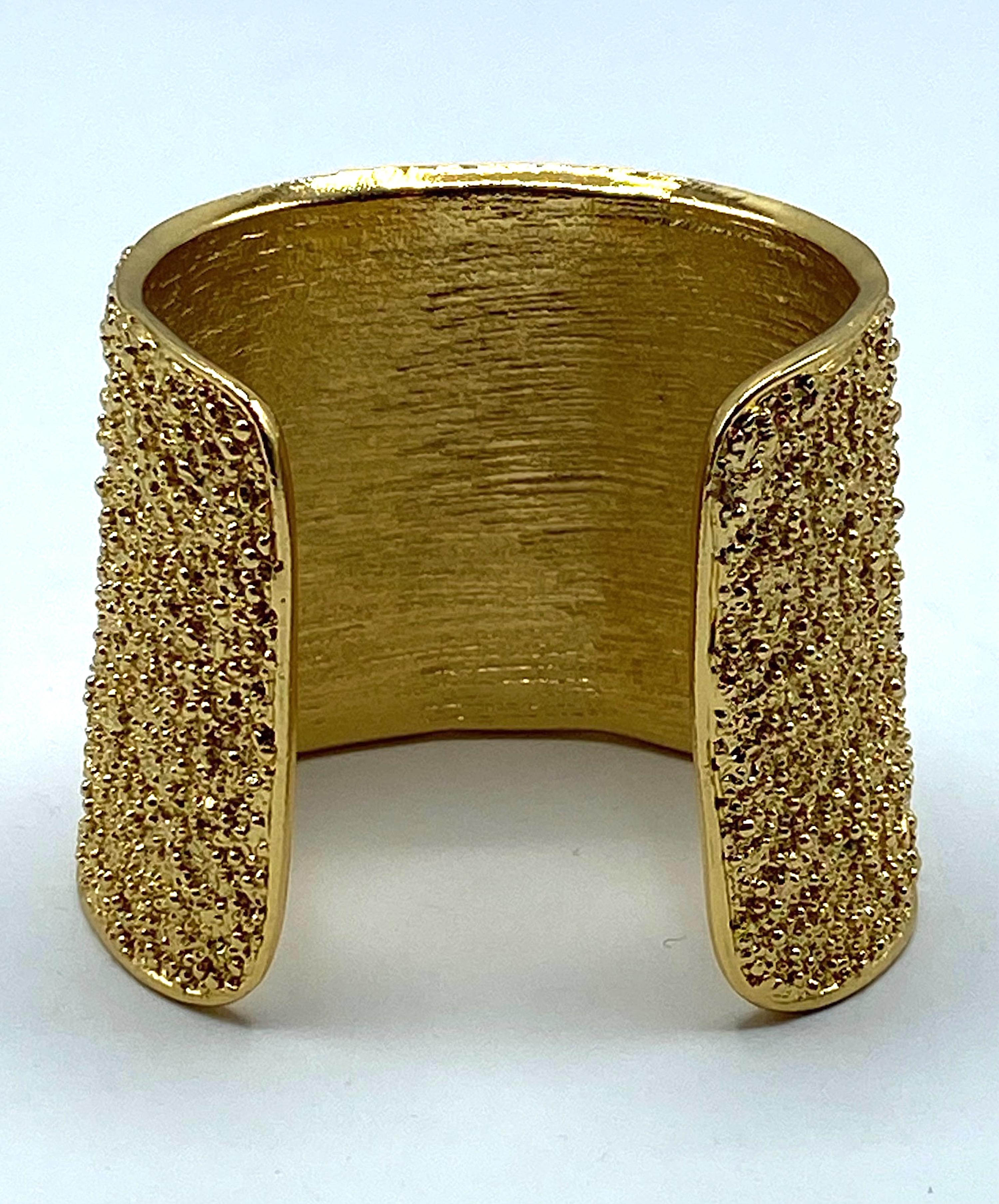 Women's Yves Saint Laurent 1980s / 1990s Gold Nugget Wide Cuff Bracelet