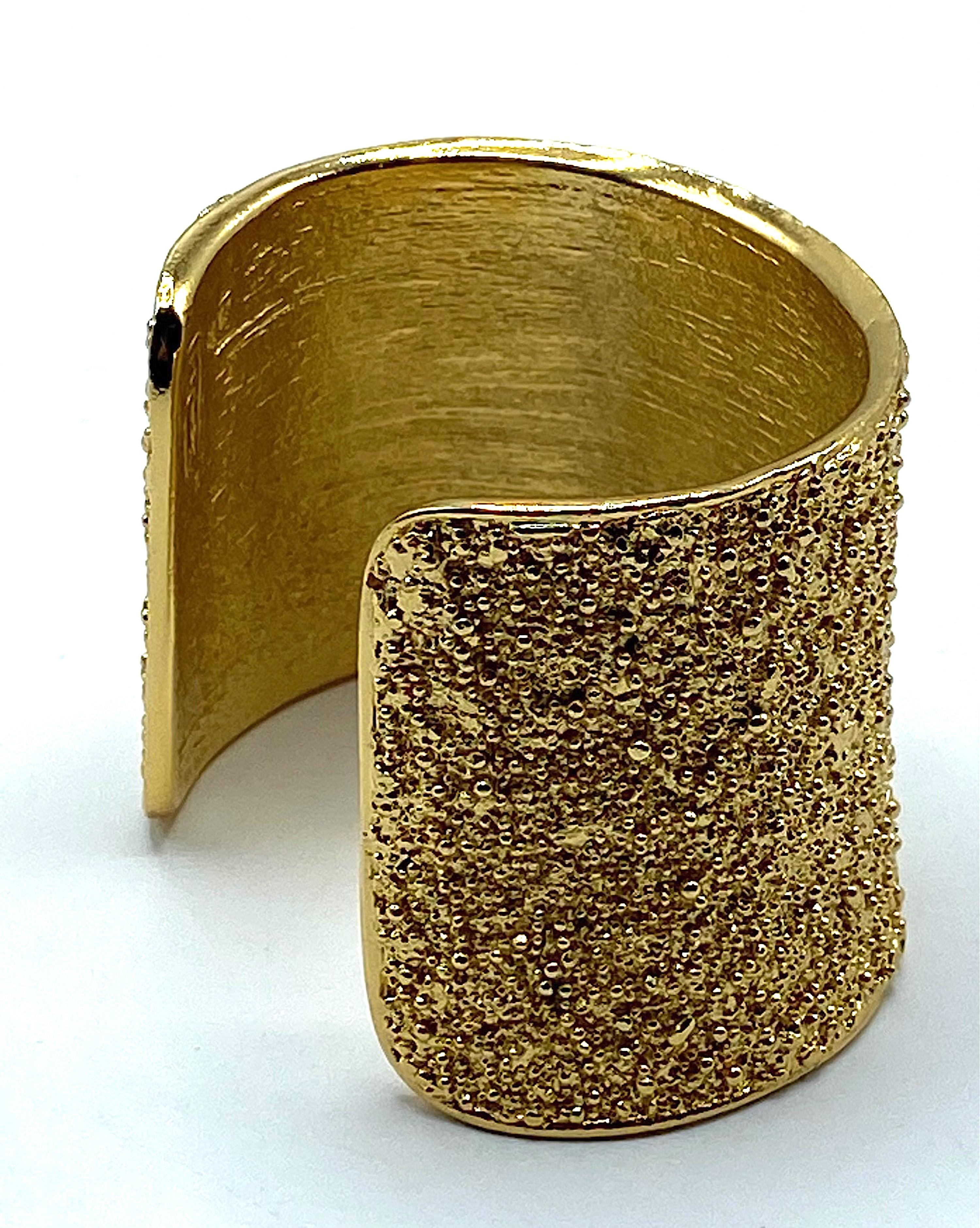 Yves Saint Laurent 1980s / 1990s Gold Nugget Wide Cuff Bracelet 1