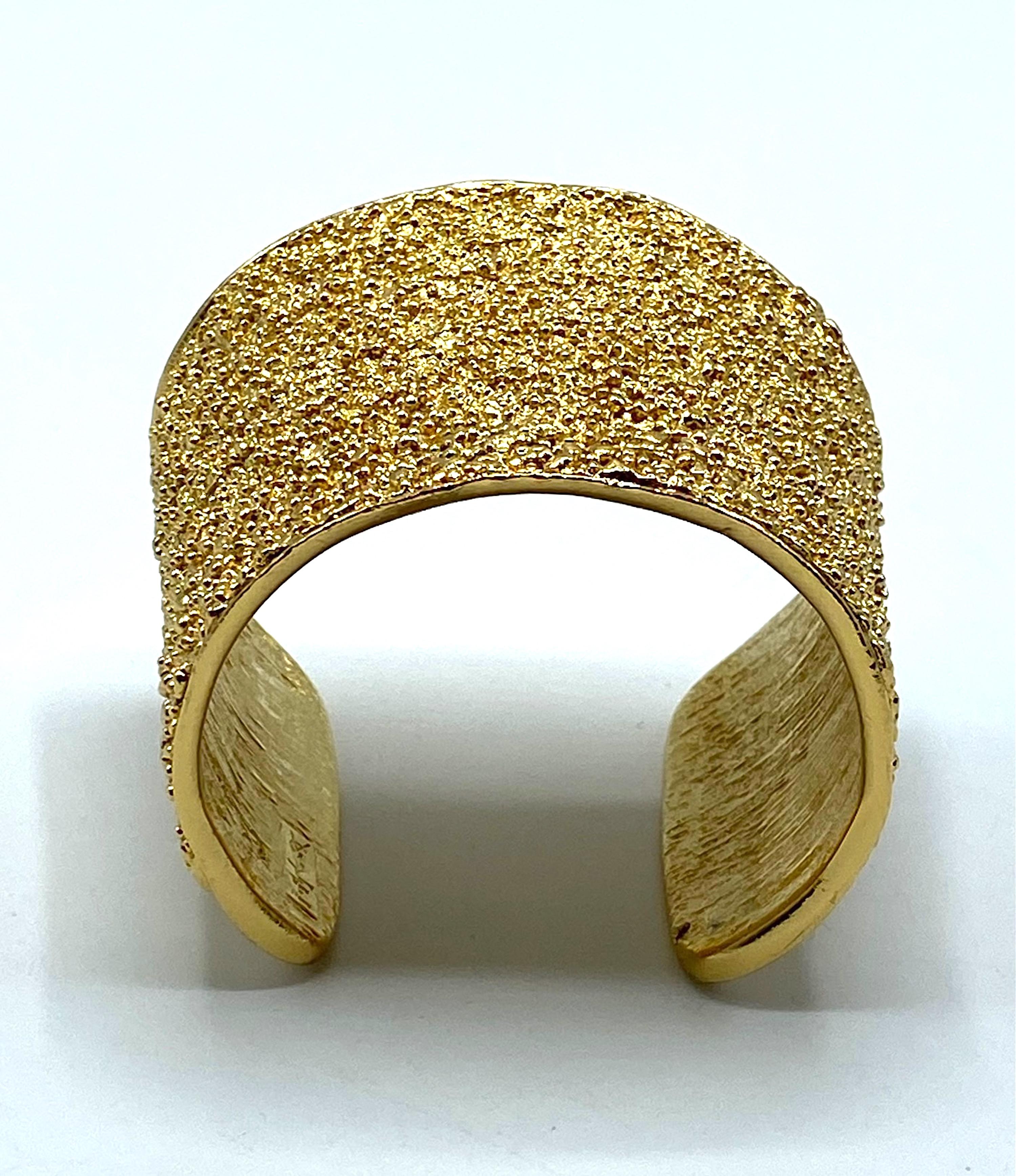 Yves Saint Laurent 1980s / 1990s Gold Nugget Wide Cuff Bracelet 3