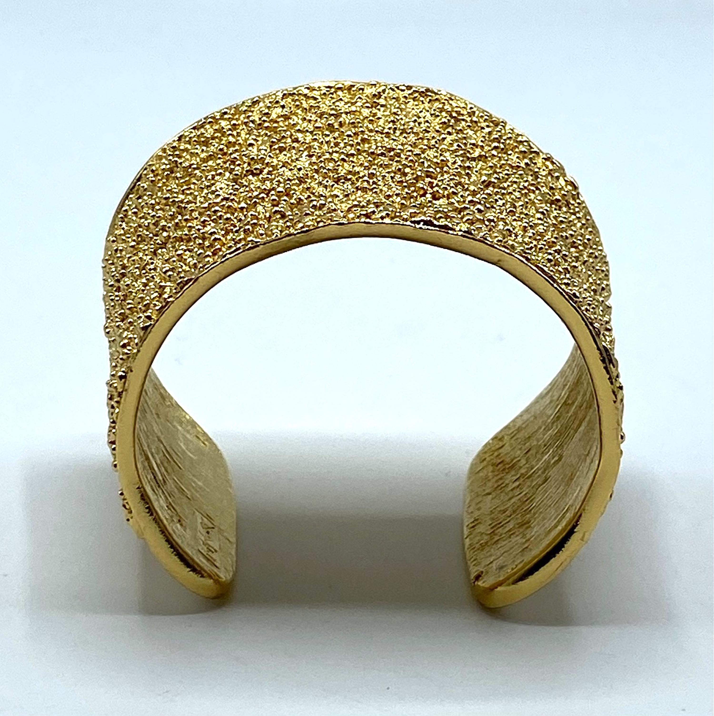 Yves Saint Laurent 1980s / 1990s Gold Nugget Wide Cuff Bracelet 4