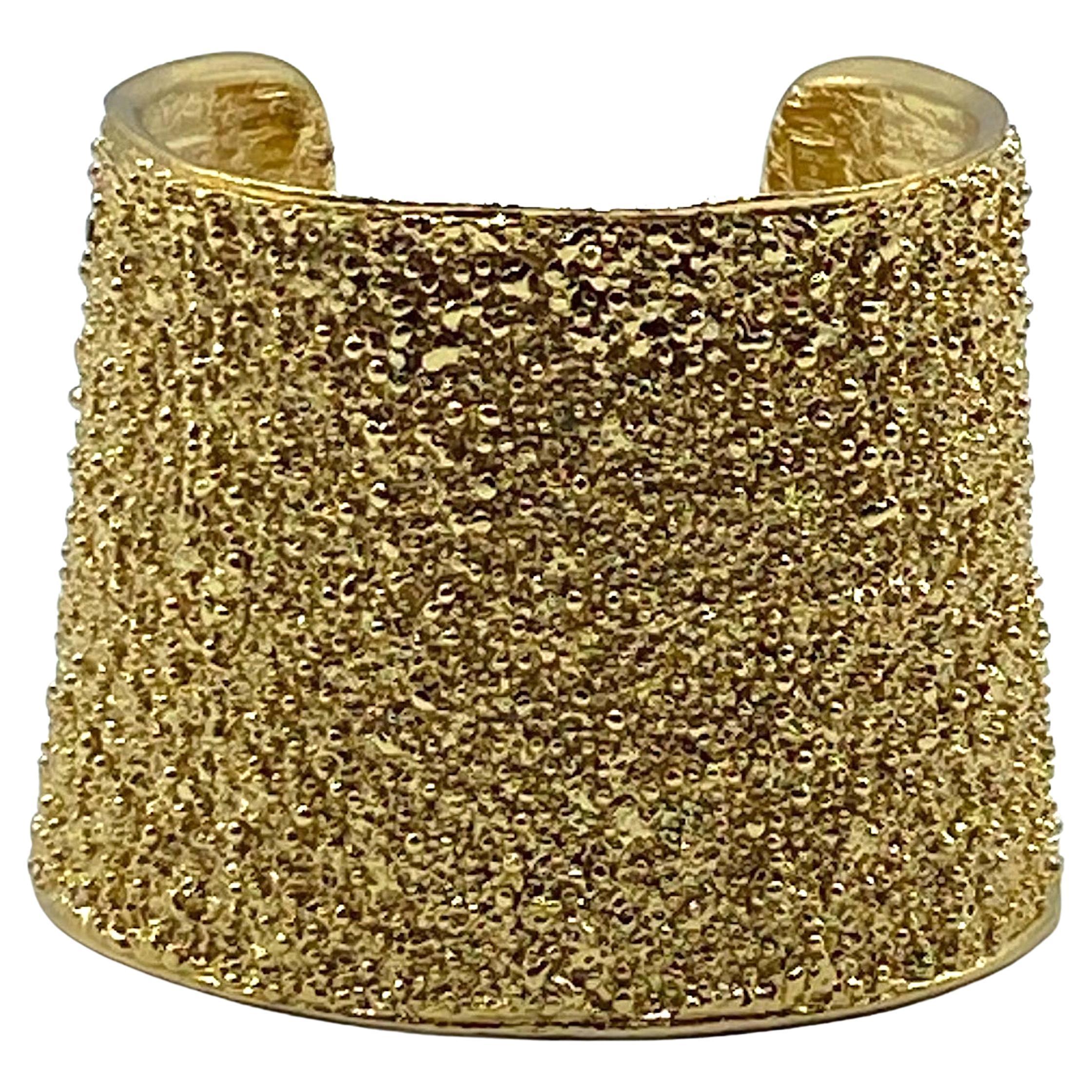 Yves Saint Laurent 1980s / 1990s Gold Nugget Wide Cuff Bracelet