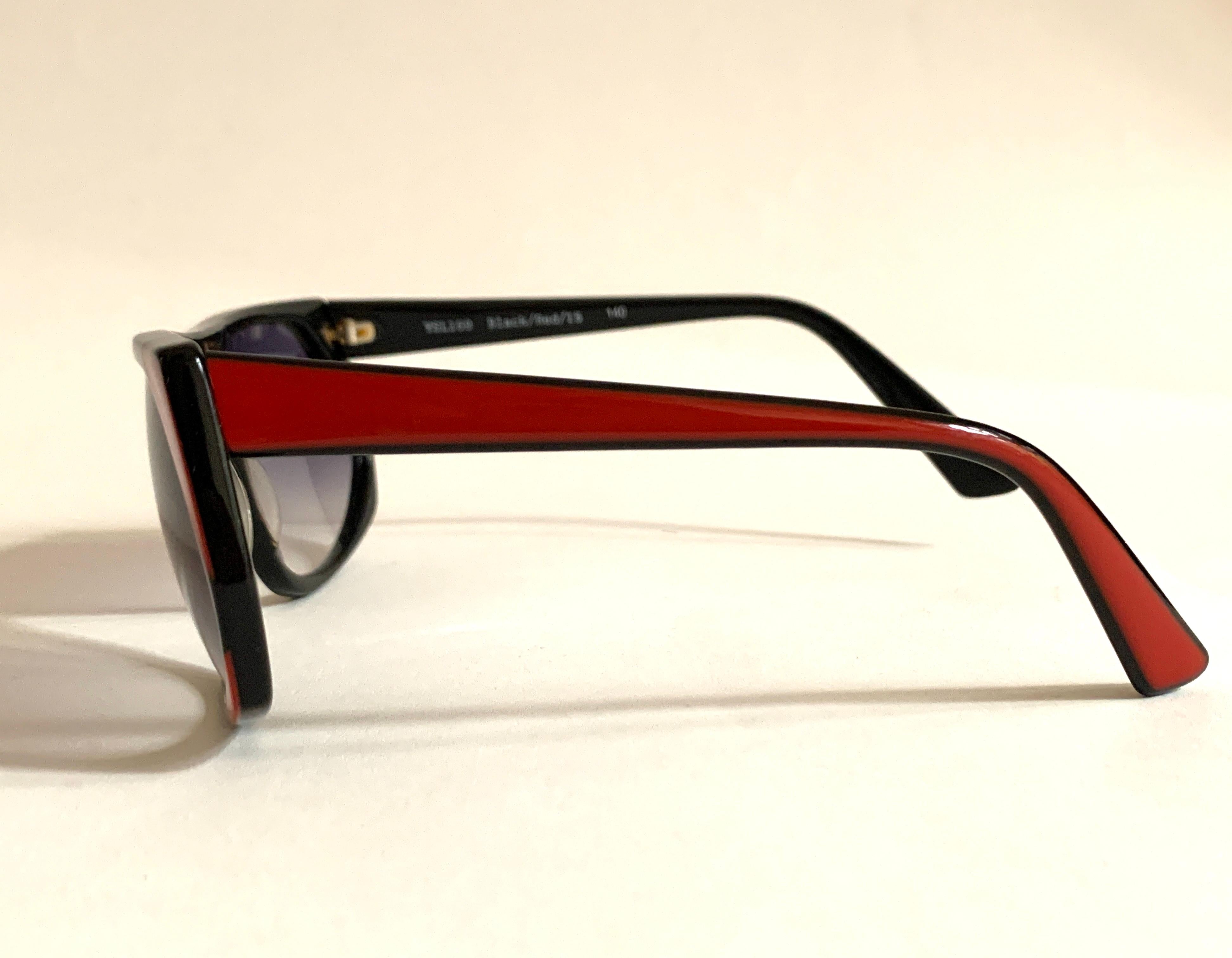 Yves Saint Laurent 1980s Black and Red Vintage Sunglasses YSL Logo Museum Piece 3