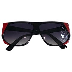 Yves Saint Laurent 1980s Black and Red Vintage Sunglasses YSL Logo Museum Piece