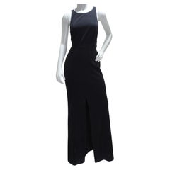 Retro Yves Saint Laurent 1980s Black Backless Evening Dress