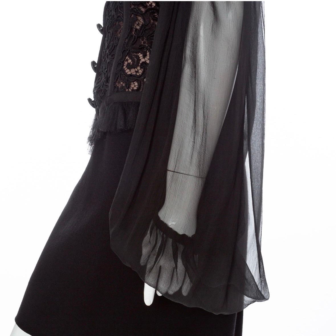 Yves Saint Laurent 1980s Black Off-the-Shoulder Lace Bustier Dress For Sale 2