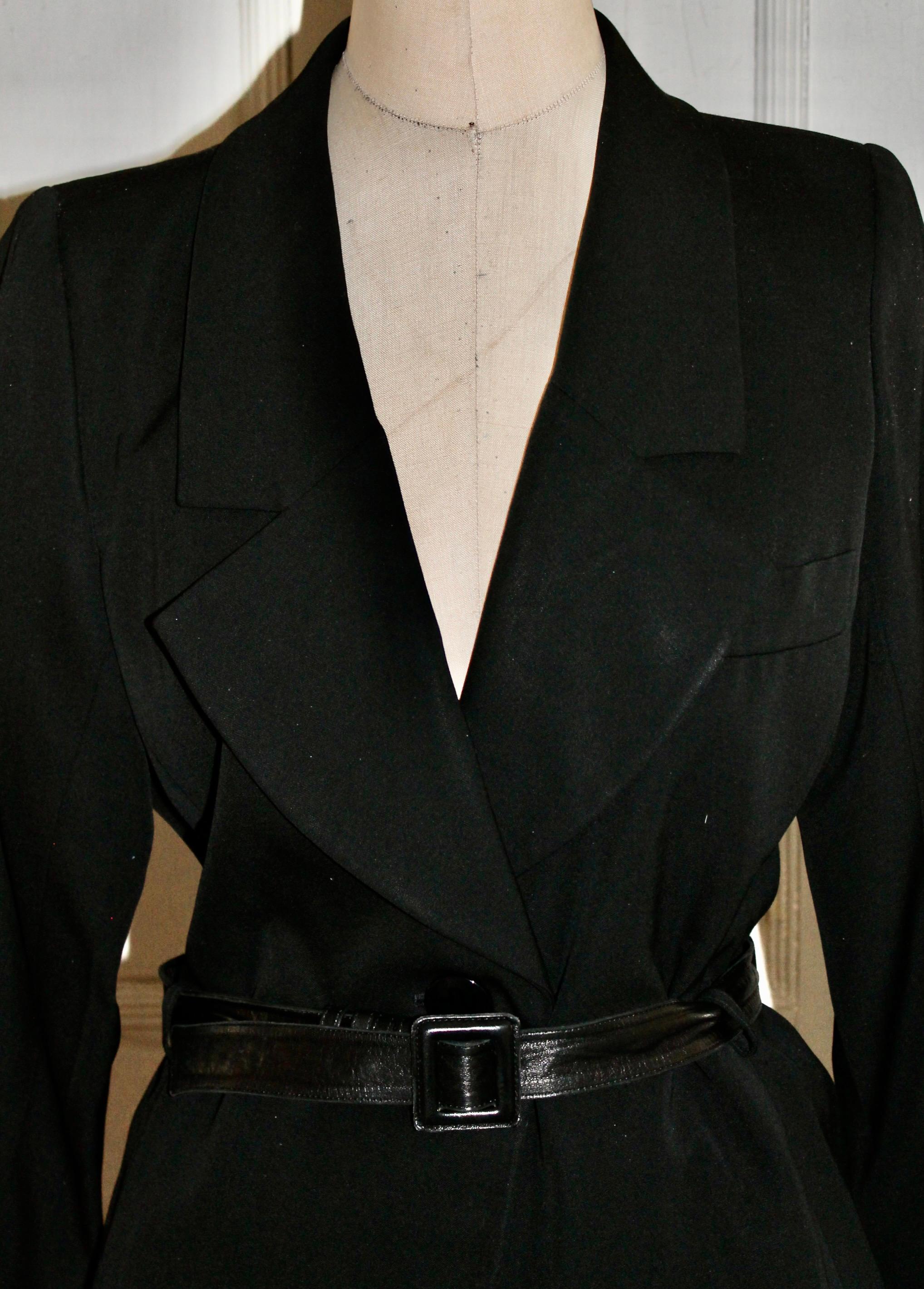 A YSL Rive Gauche 'Tuxedo' style belted black jacket. The belt (38