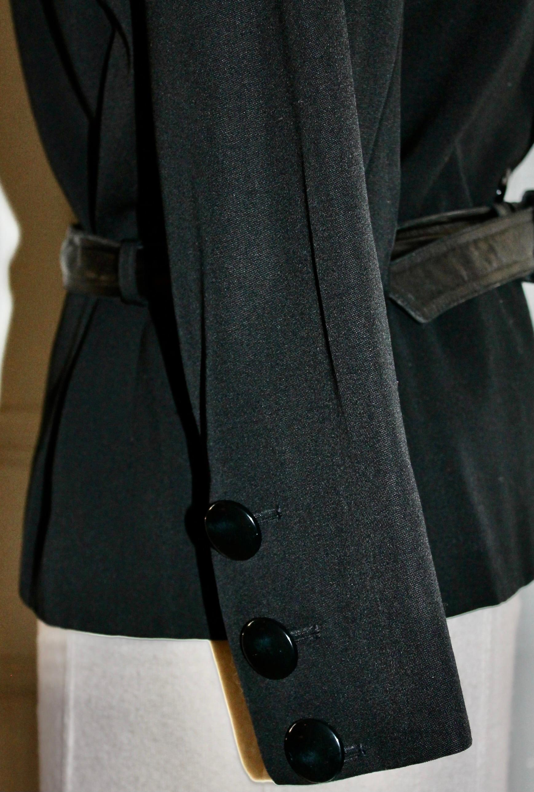 Yves Saint Laurent 1980's Black 'Tuxedo' Jacket with Leather Belt For Sale 2