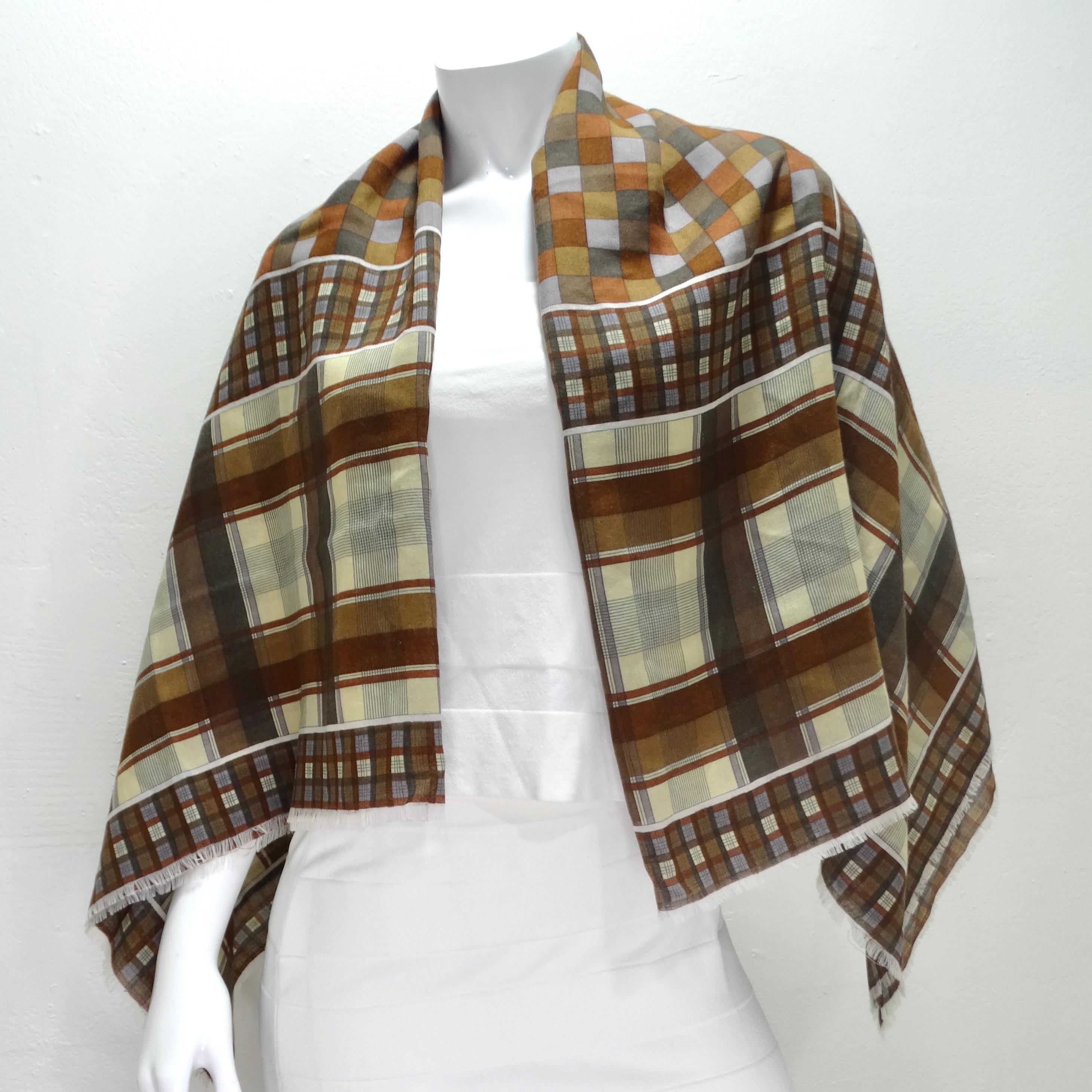 Yves Saint Laurent 1980s Brown Printed Scarf For Sale 1