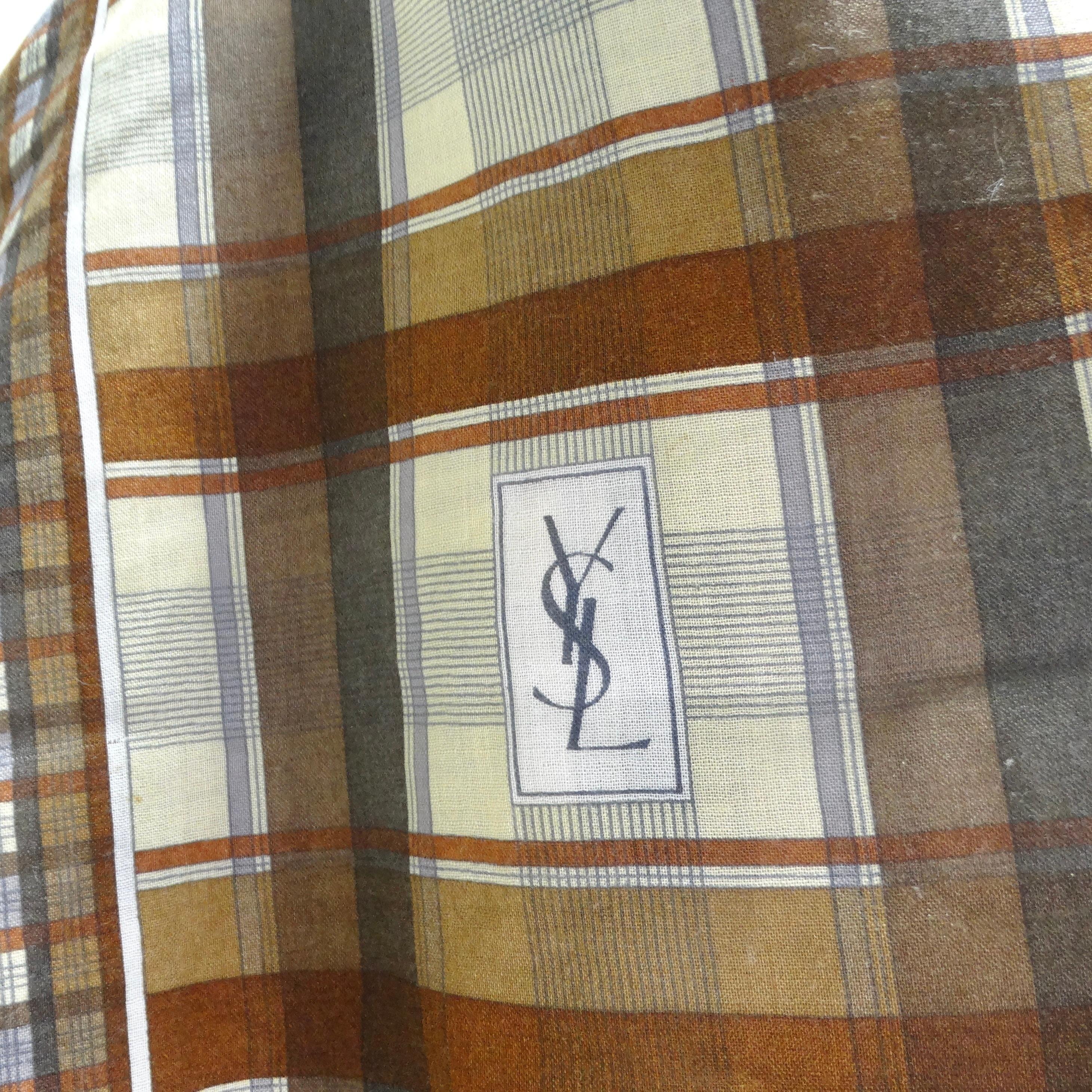 Yves Saint Laurent 1980s Brown Printed Scarf For Sale 4