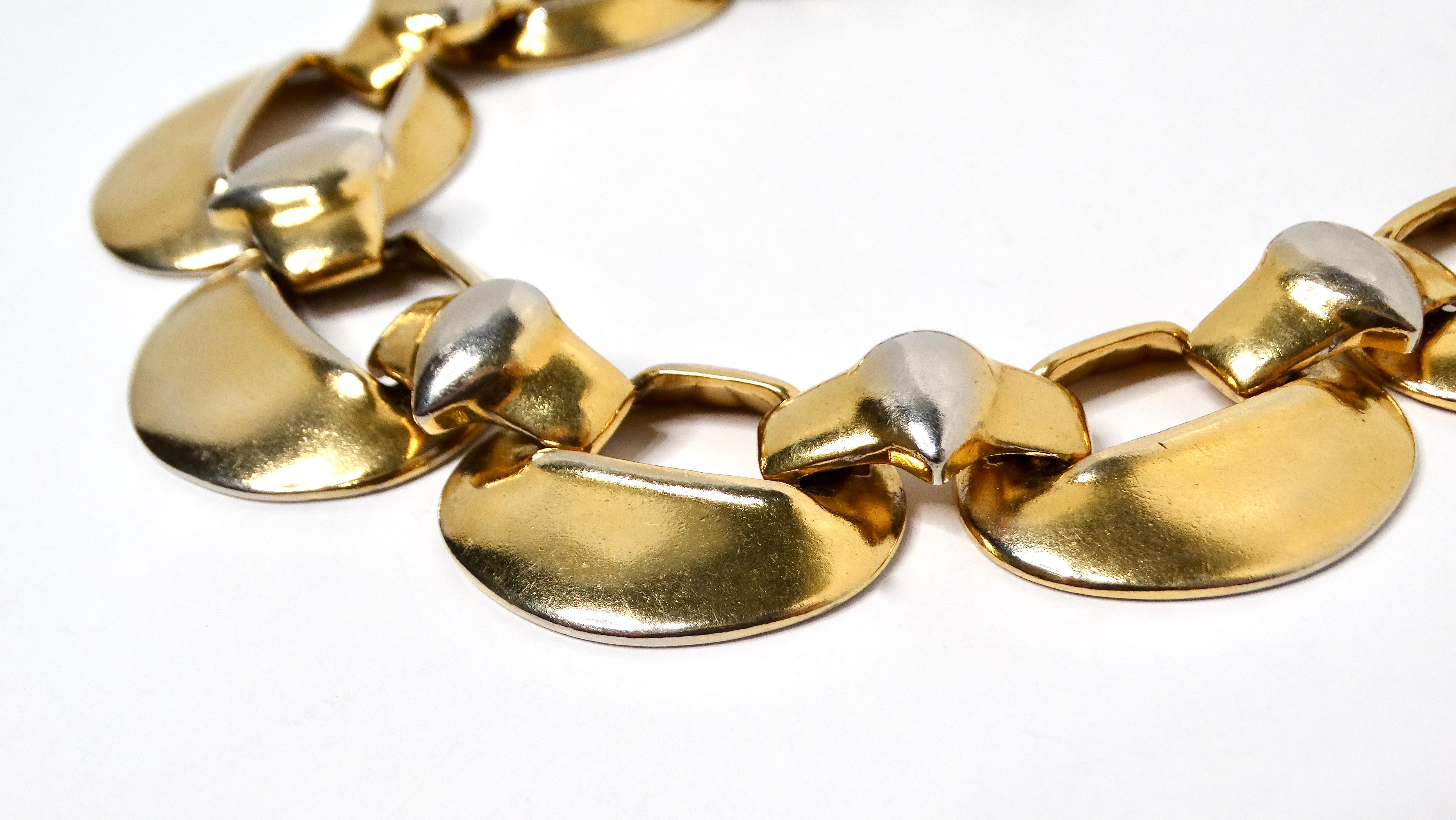 Women's Yves Saint Laurent 1980s Chunky Gold-Tone & Silver-Tone Statement Necklace For Sale