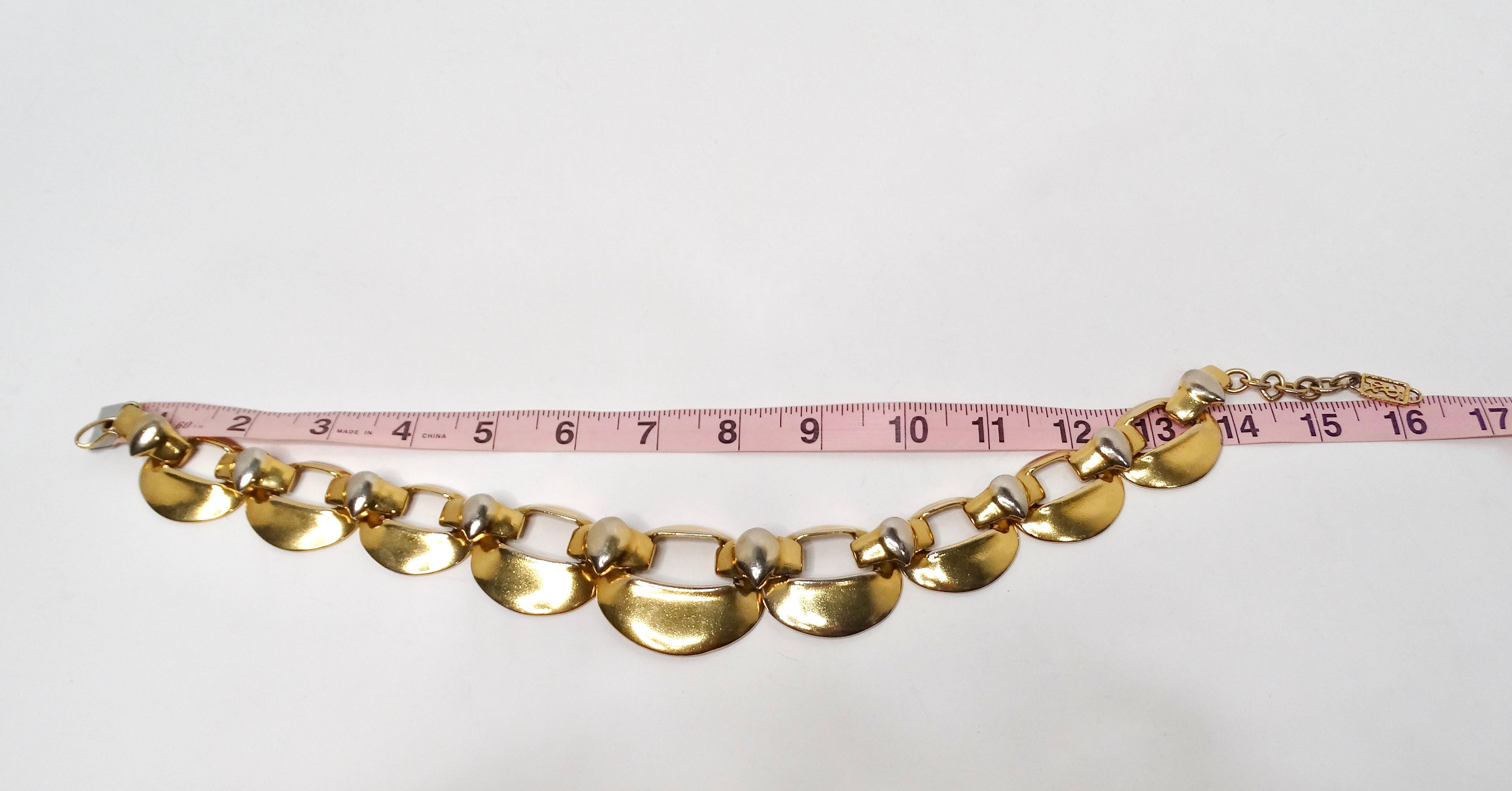 Yves Saint Laurent 1980s Chunky Gold-Tone & Silver-Tone Statement Necklace For Sale 3