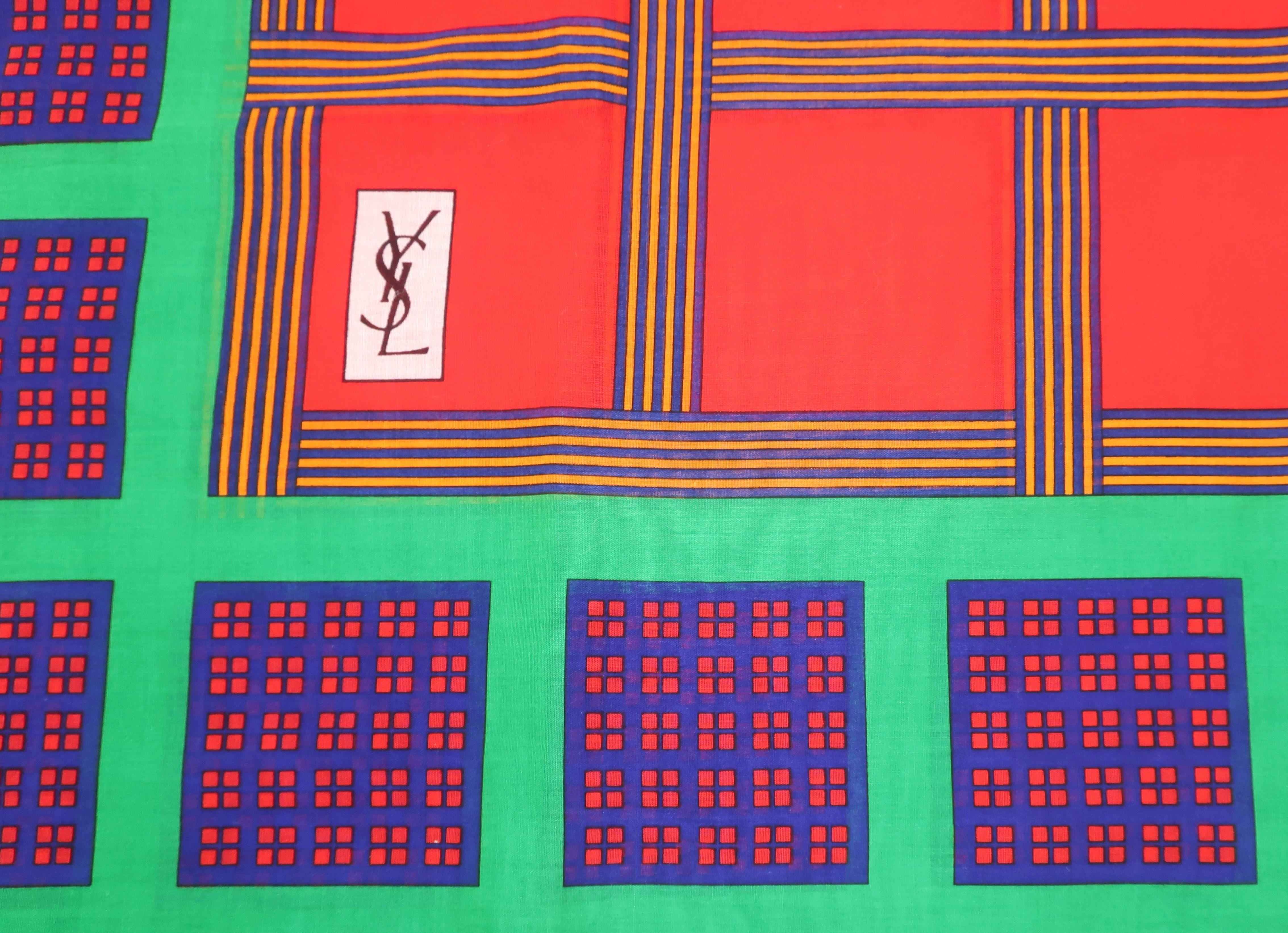 Yves Saint Laurent 1980's Color Block Cotton Scarf 2