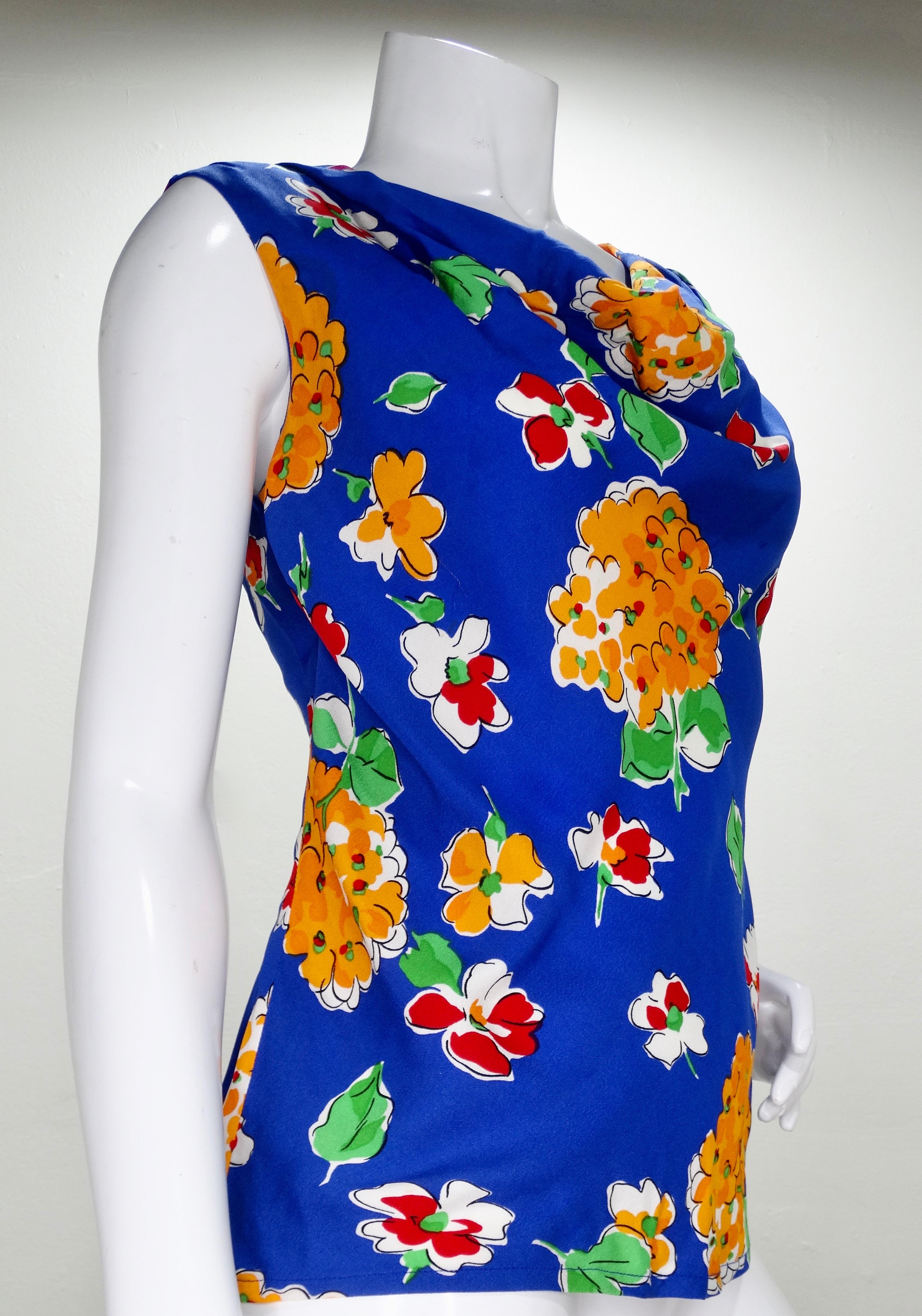 Yves Saint Laurent - Ensemble jupe à fleurs des années 1980 en vente 1