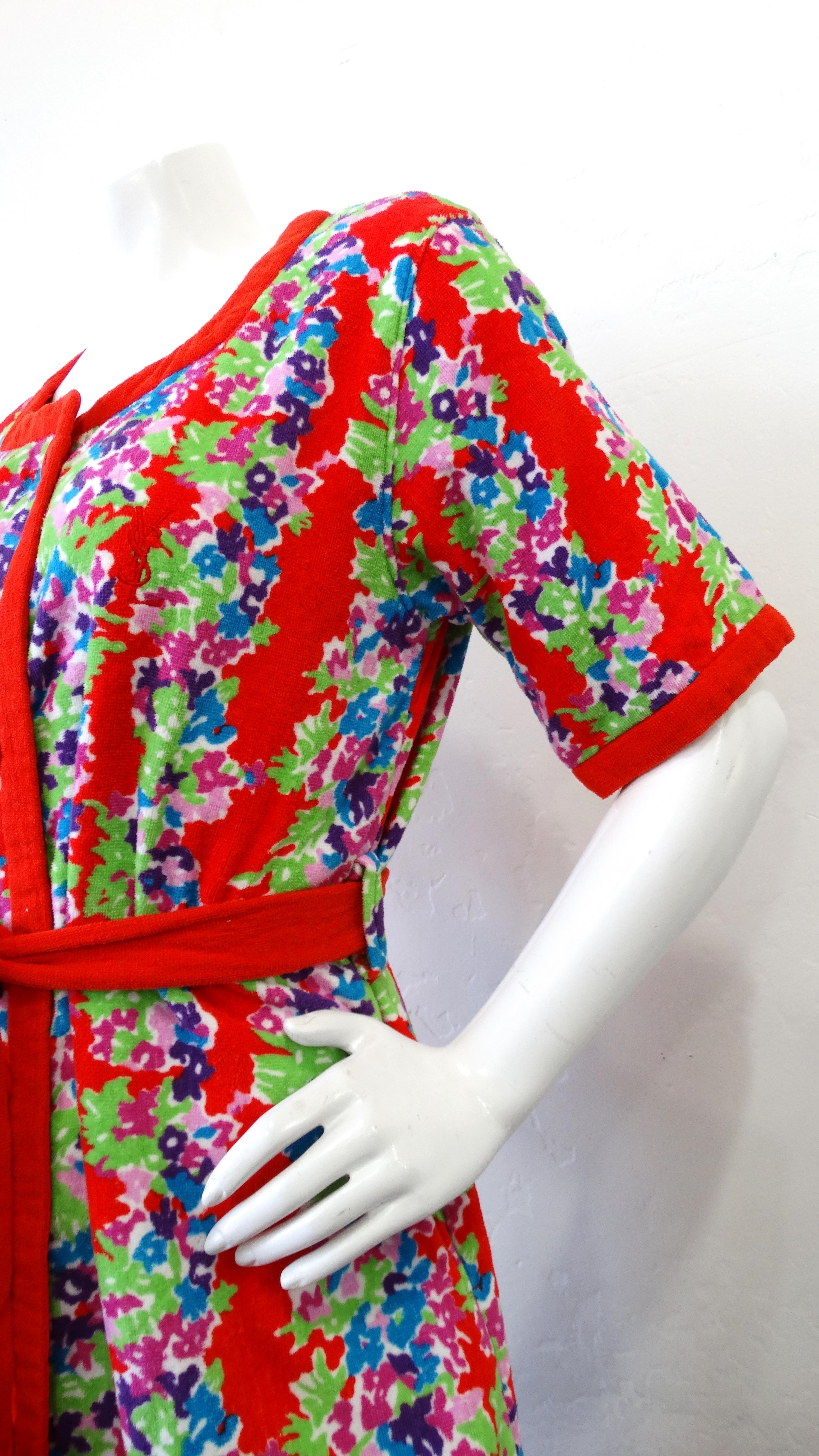 Yves Saint Laurent 1980s Floral Terry Cloth Dress 1