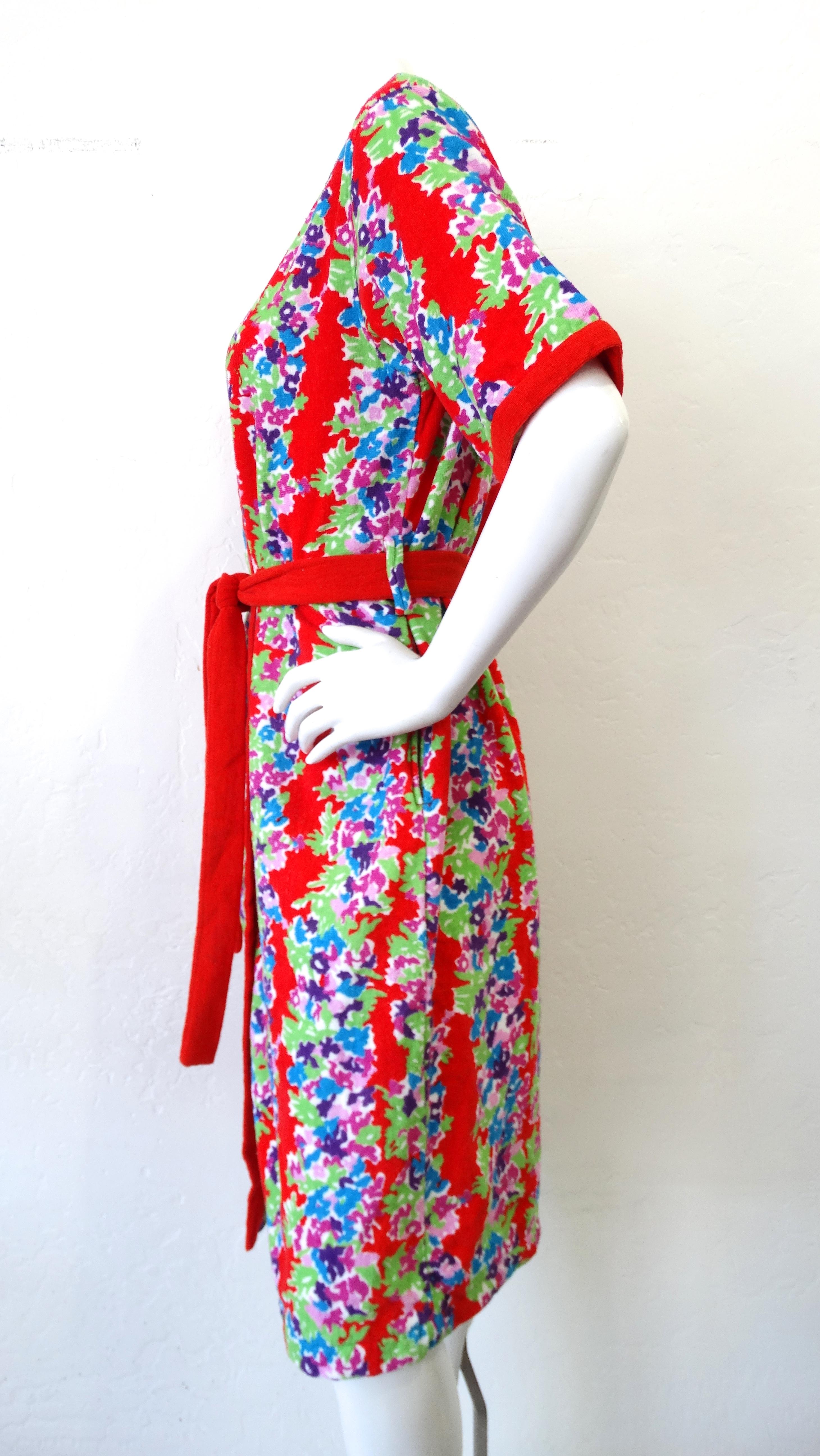 Yves Saint Laurent 1980s Floral Terry Cloth Dress 2