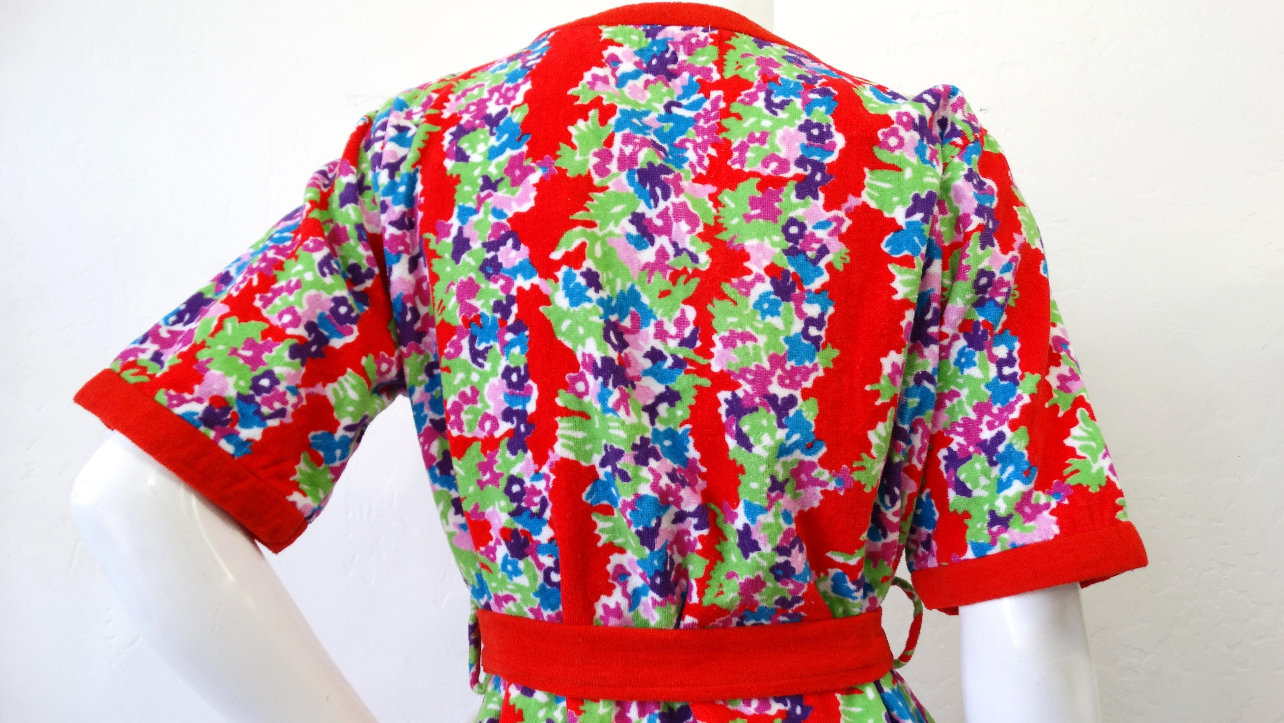 Yves Saint Laurent 1980s Floral Terry Cloth Dress 3