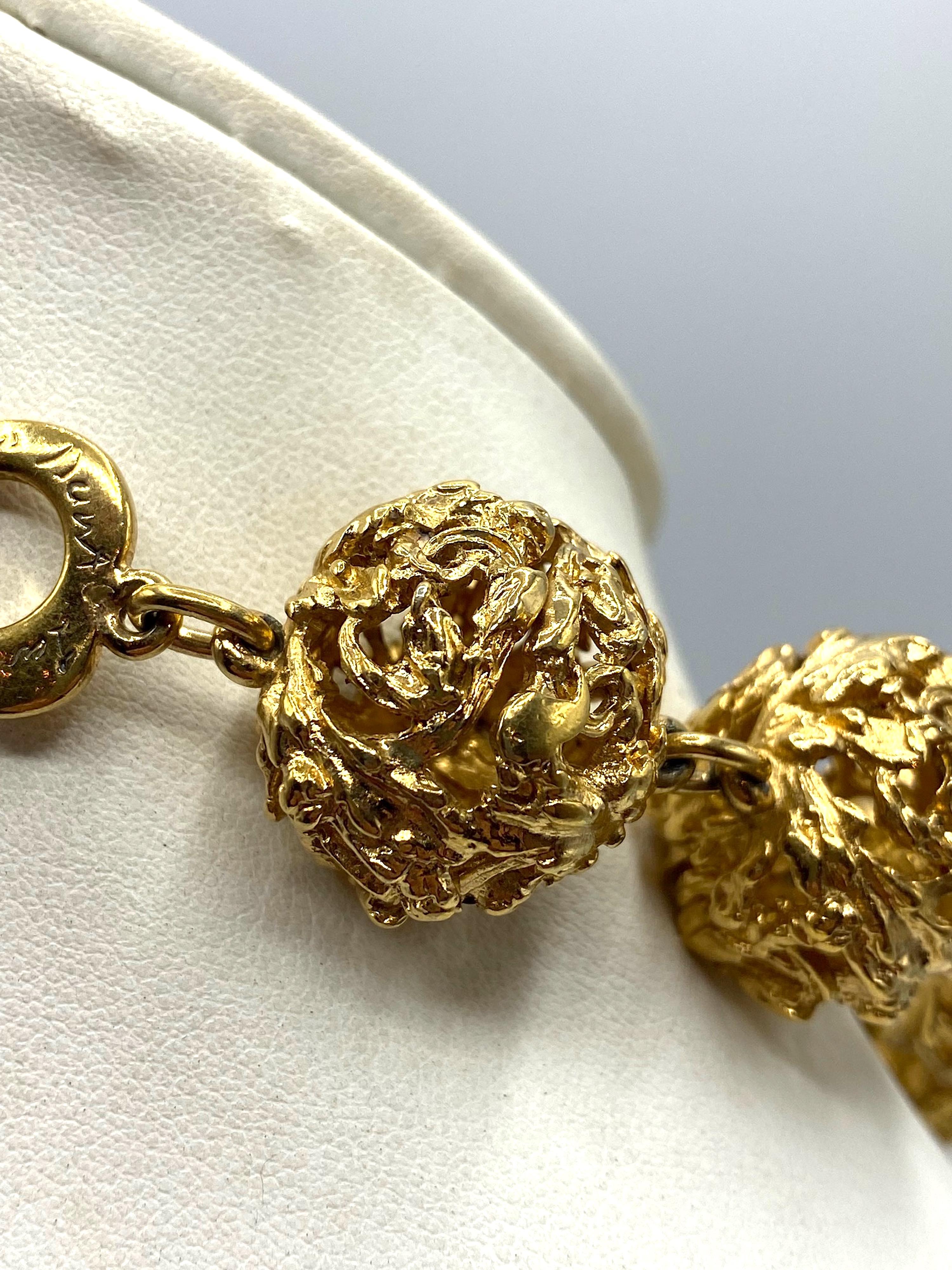 Yves Saint Laurent 1980s Gold Ball Vine Necklace 7