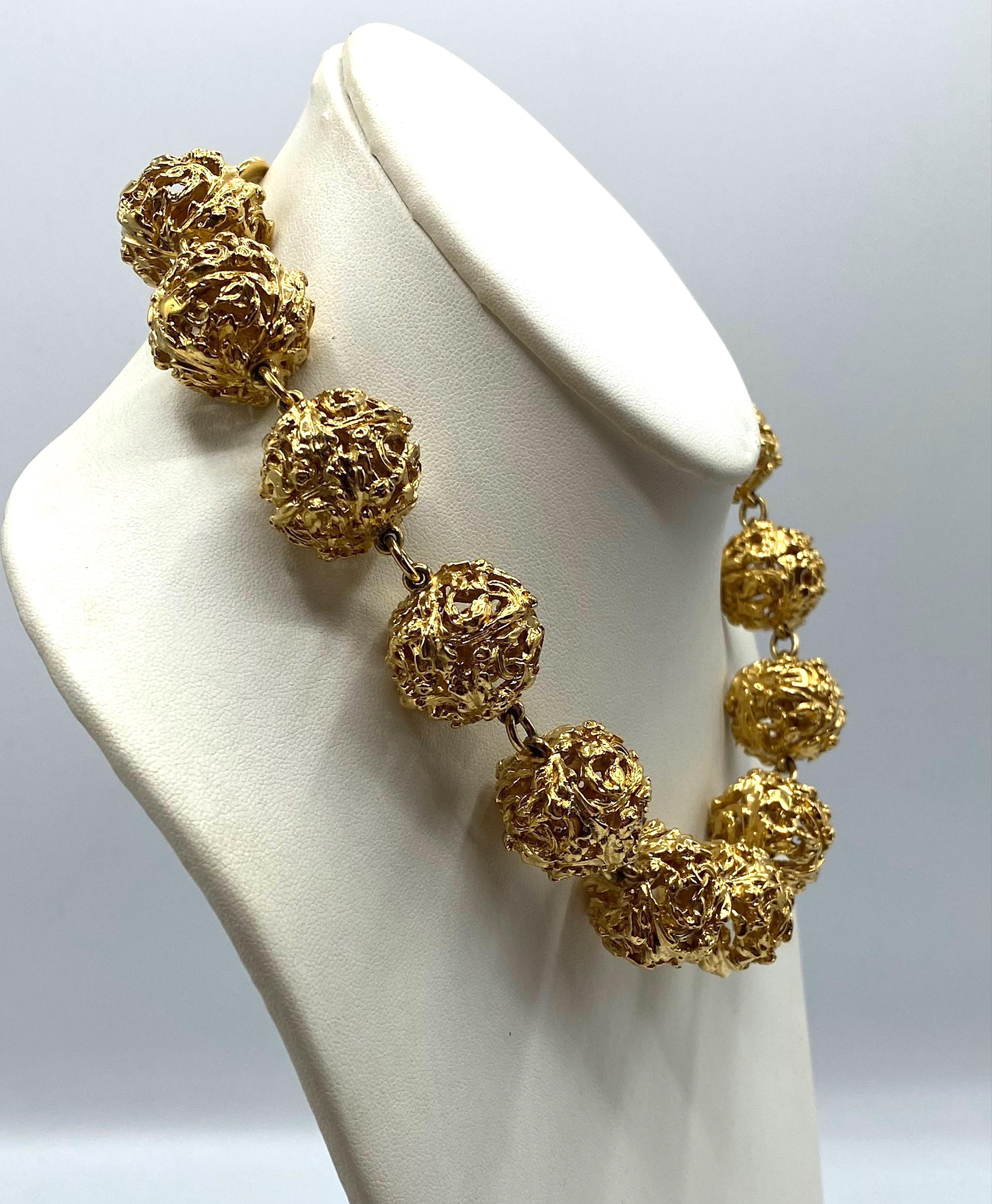 Women's Yves Saint Laurent 1980s Gold Ball Vine Necklace