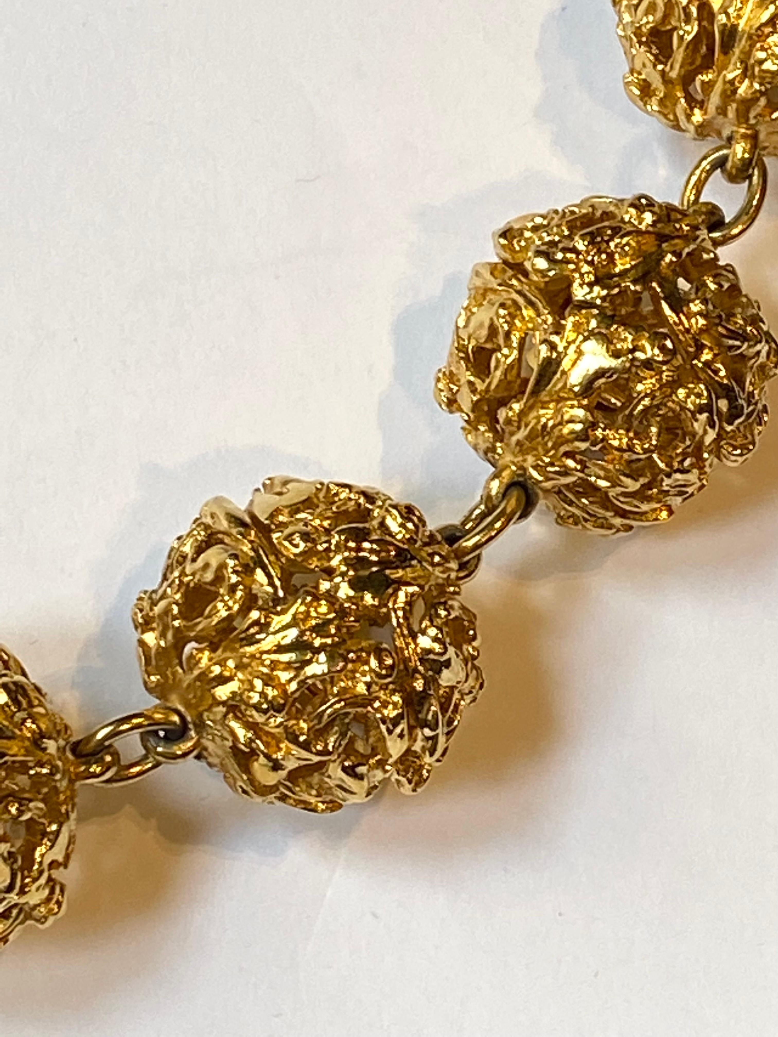 Yves Saint Laurent 1980s Gold Ball Vine Necklace 1