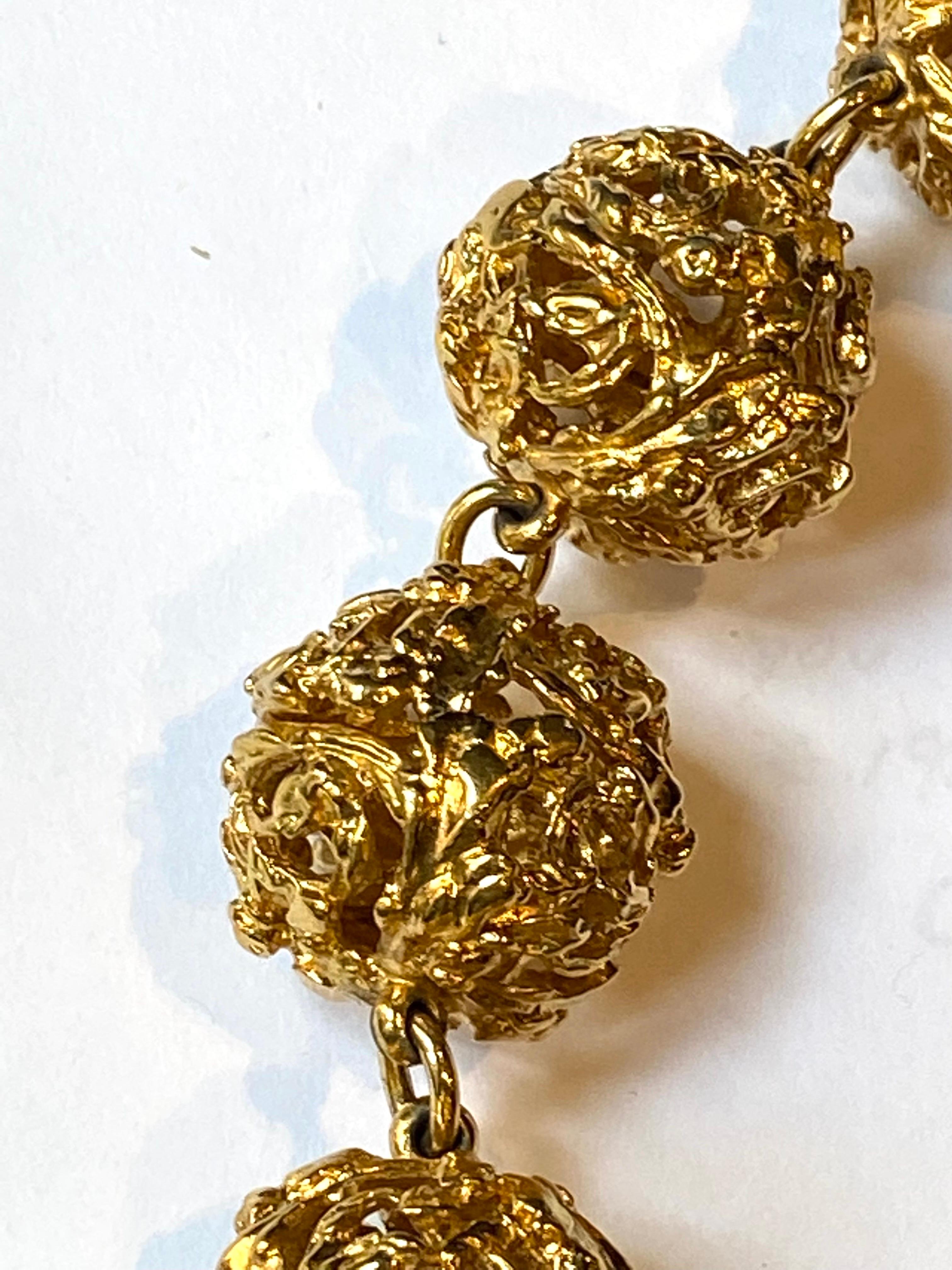 Yves Saint Laurent 1980s Gold Ball Vine Necklace 2