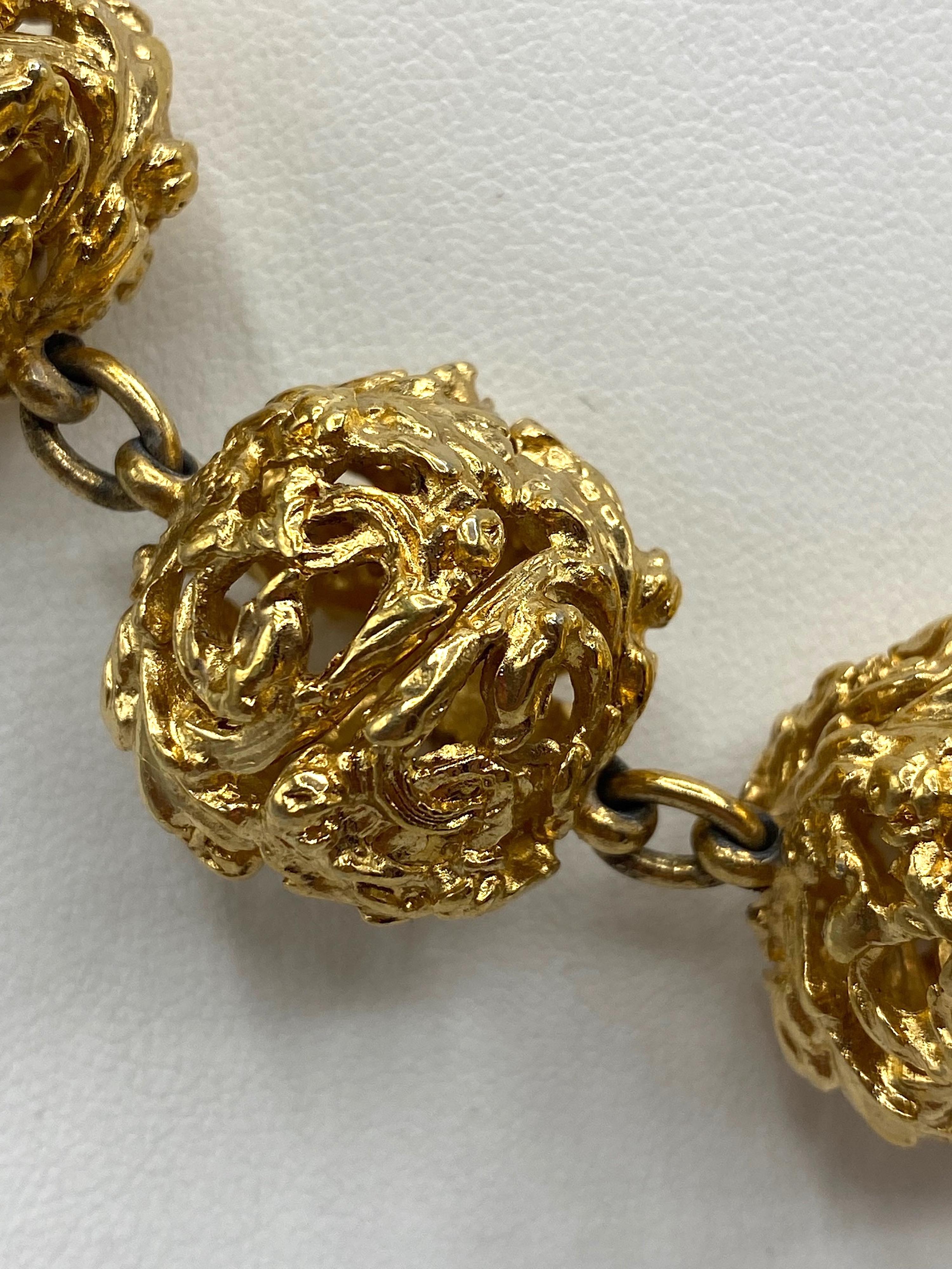 Yves Saint Laurent 1980s Gold Ball Vine Necklace 4