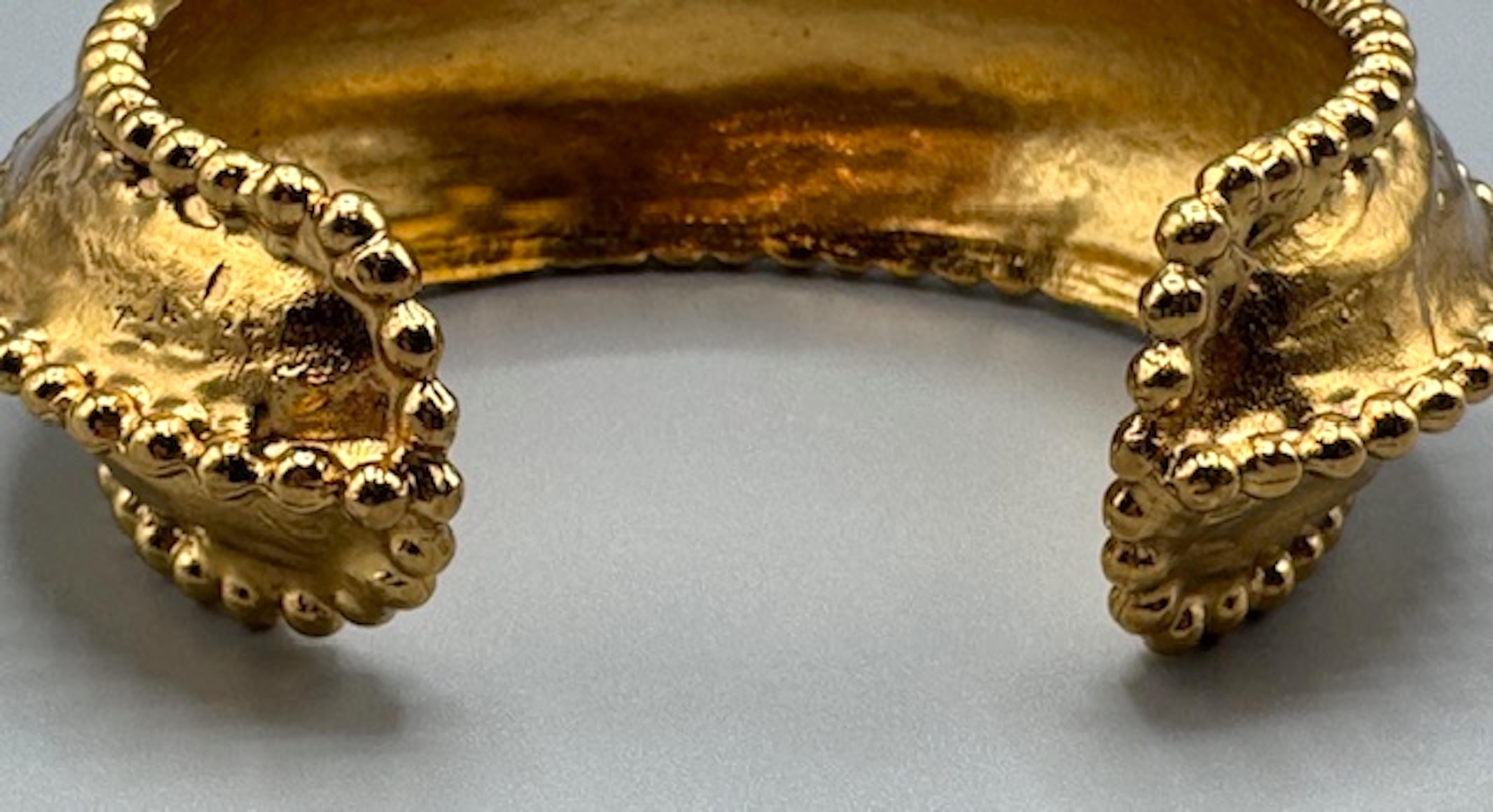 Yves Saint Laurent 1980s Gold Bracelet with Amber Stones by Robert Goossens For Sale 8