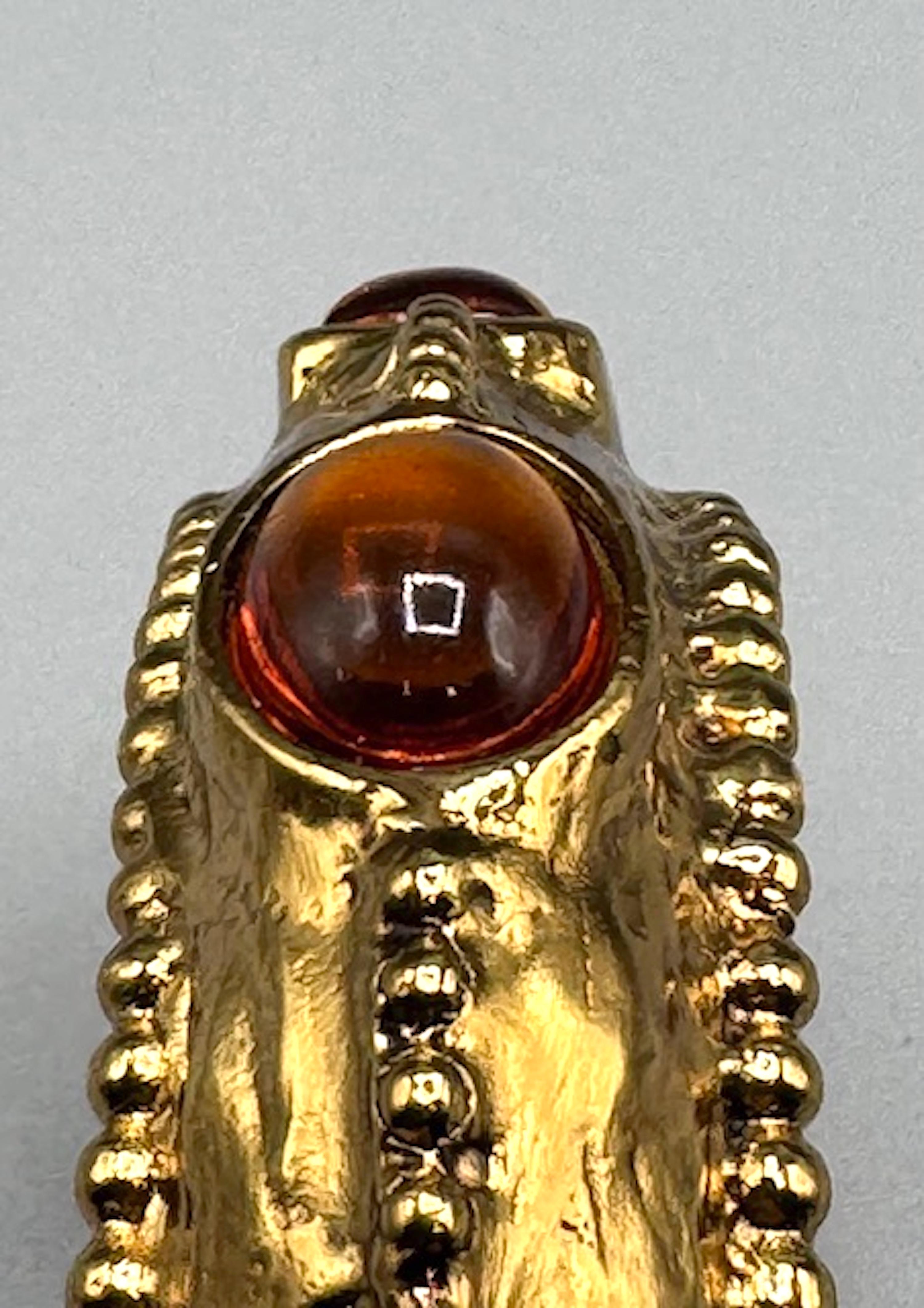 Yves Saint Laurent 1980s Gold Bracelet with Amber Stones by Robert Goossens For Sale 14