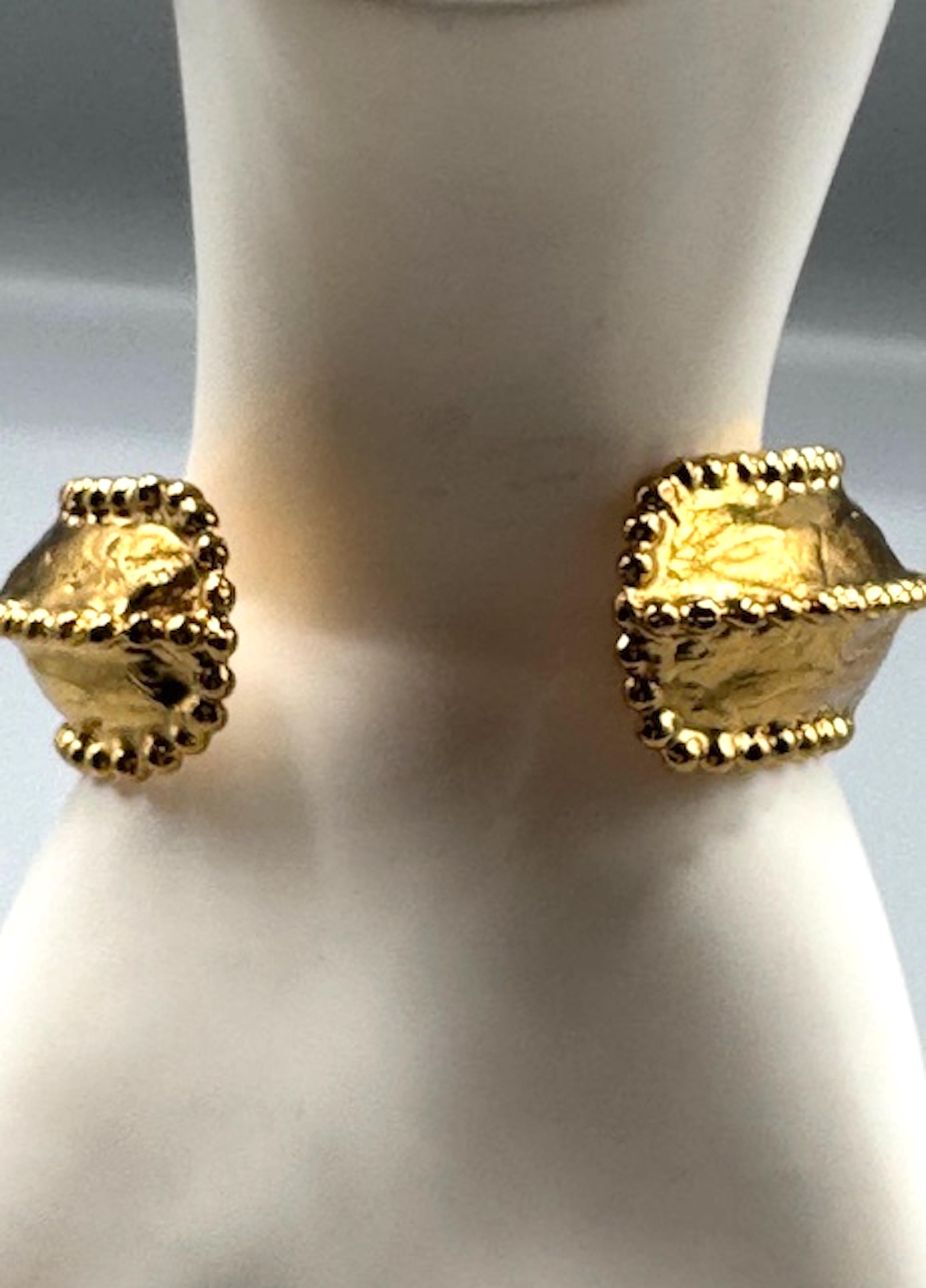 Yves Saint Laurent 1980s Gold Bracelet with Amber Stones by Robert Goossens For Sale 4