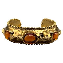 Yves Saint Laurent 1980s Gold Bracelet with Amber Stones by Robert Goossens