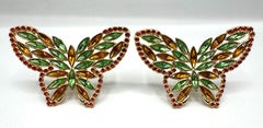 Yves Saint Laurent 1980s Large Gold with Rhinestone Butterfly Earrings