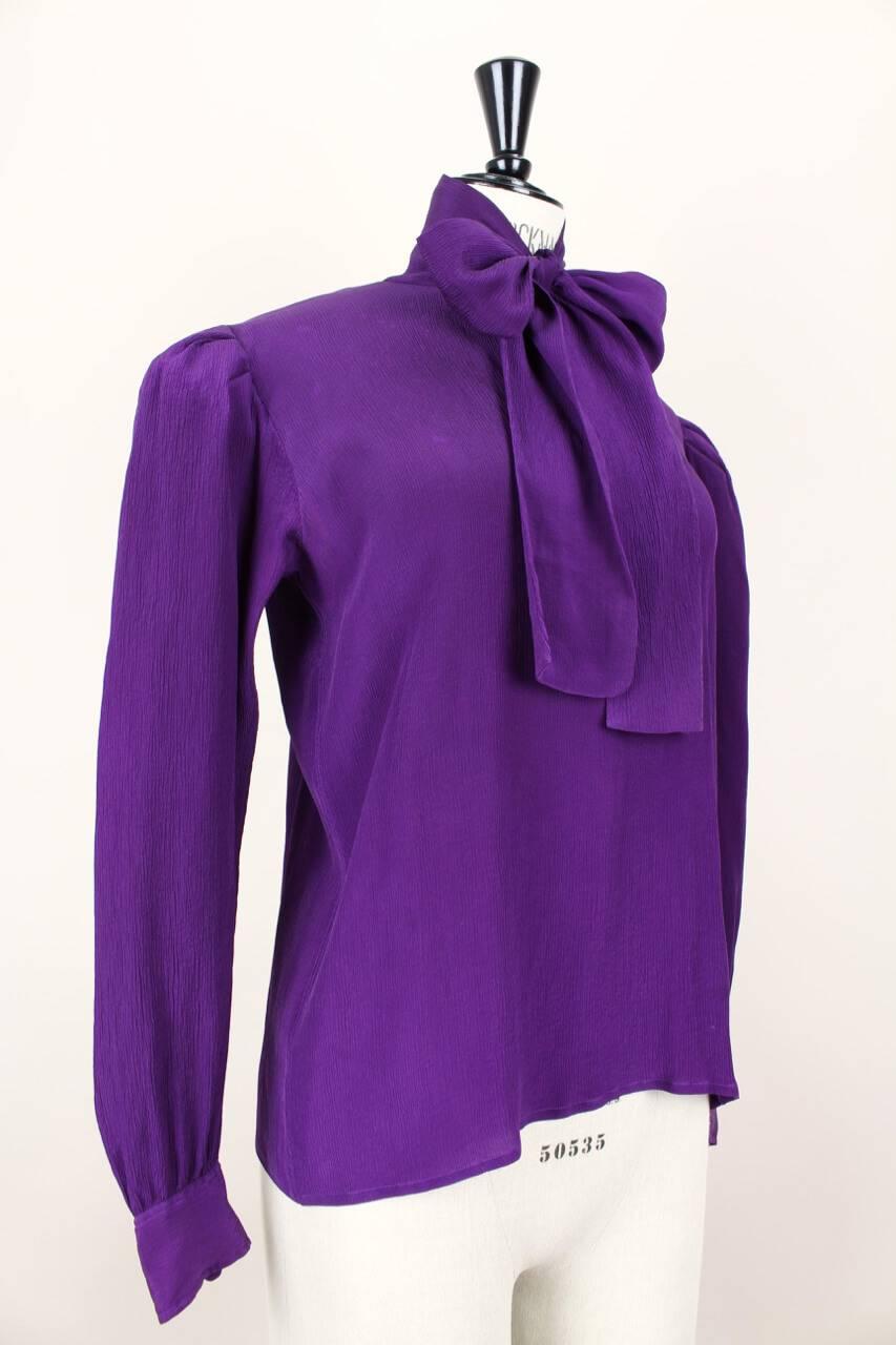 purple silk blouse