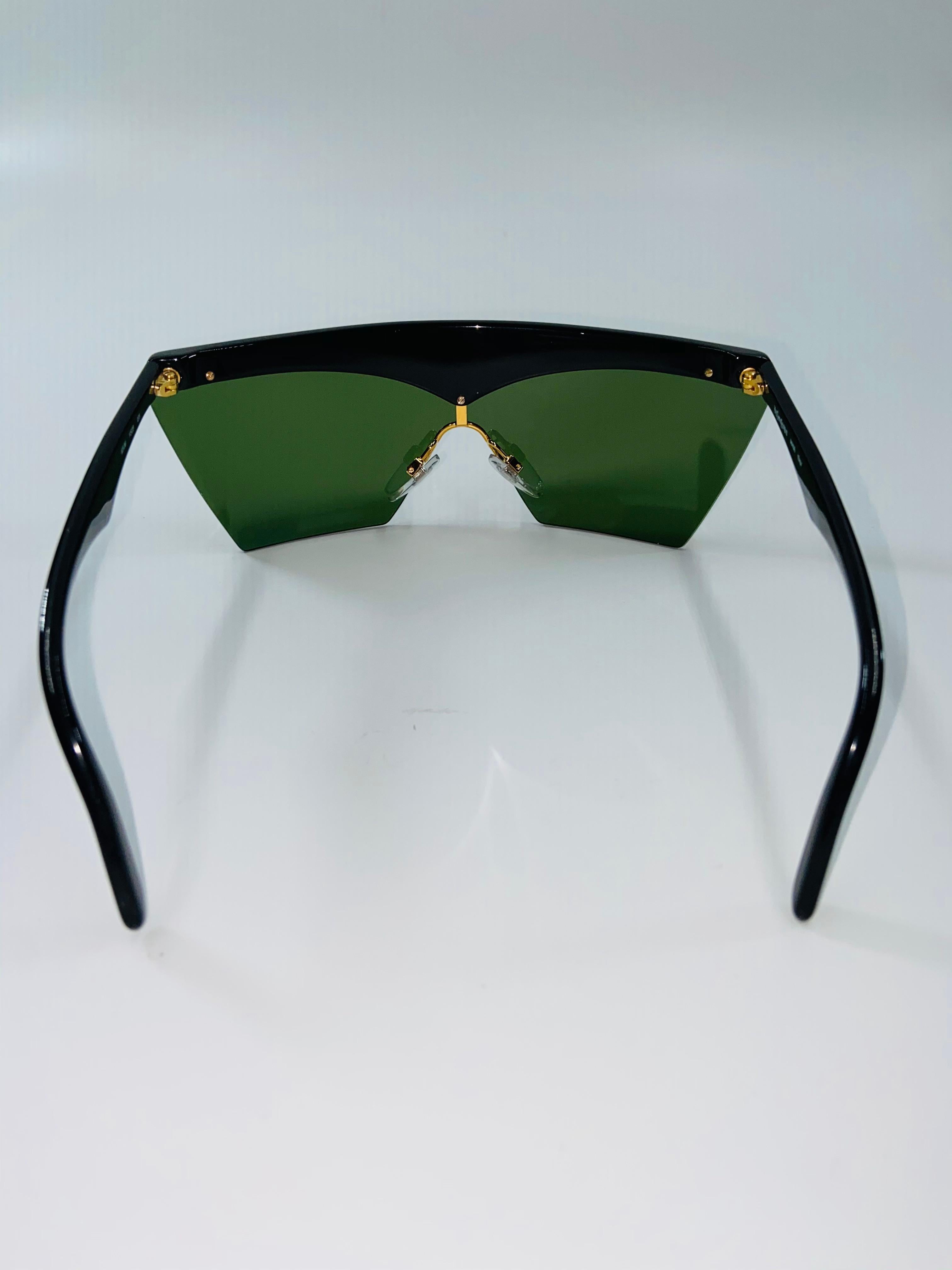 Yves Saint Laurent 1980's Rare Black & Gold Dead Stock Sunglasses For Sale 2