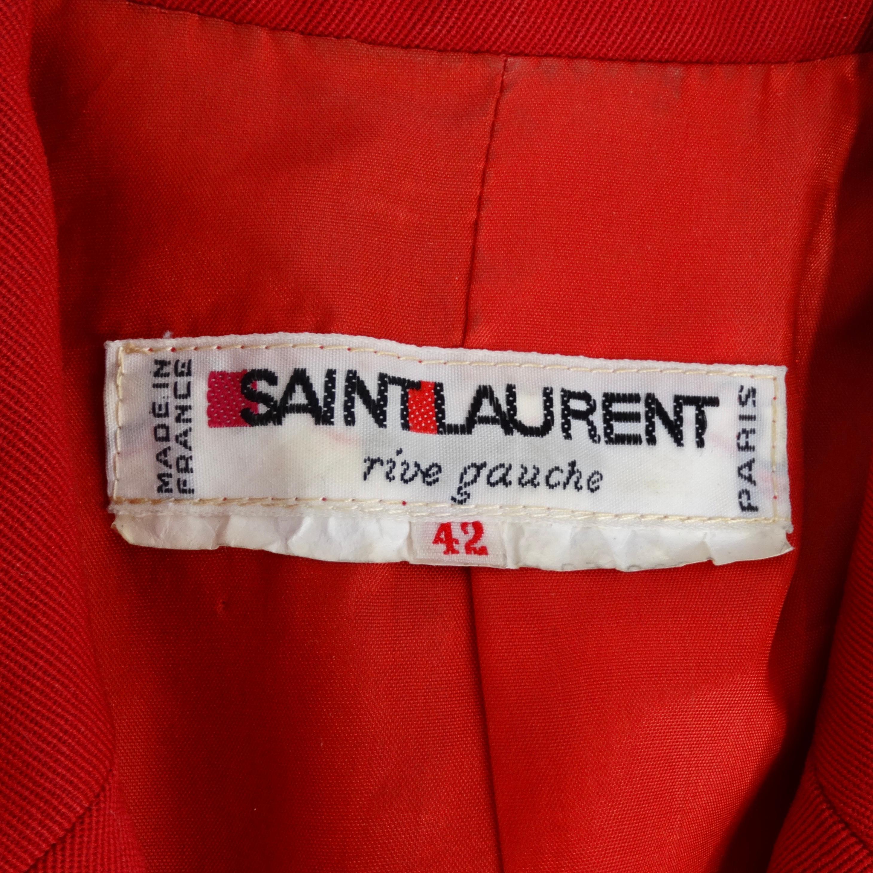 Yves Saint Laurent 1980er Jahre Roter Blazer im Angebot 6