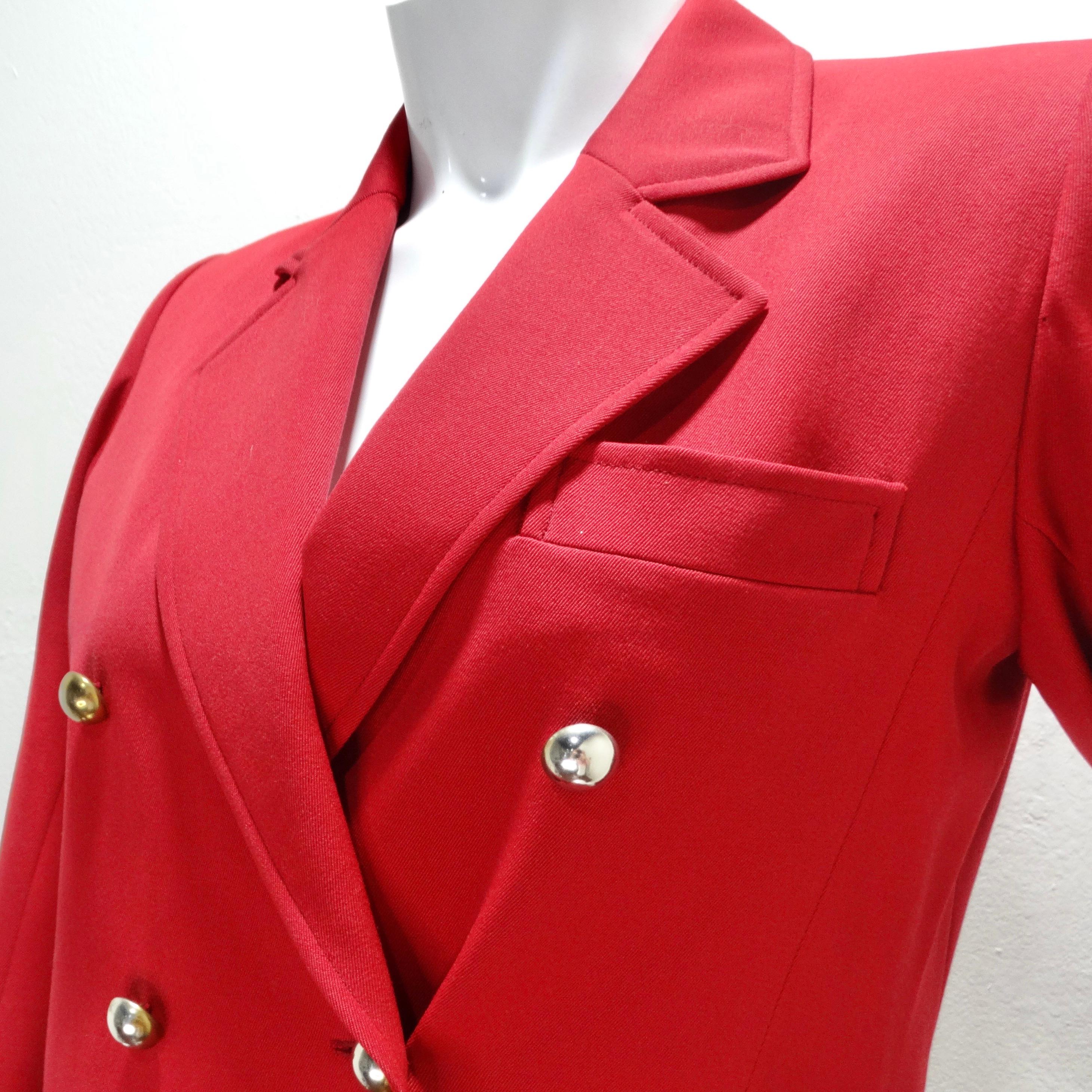 Yves Saint Laurent 1980s Red Blazer In Good Condition For Sale In Scottsdale, AZ