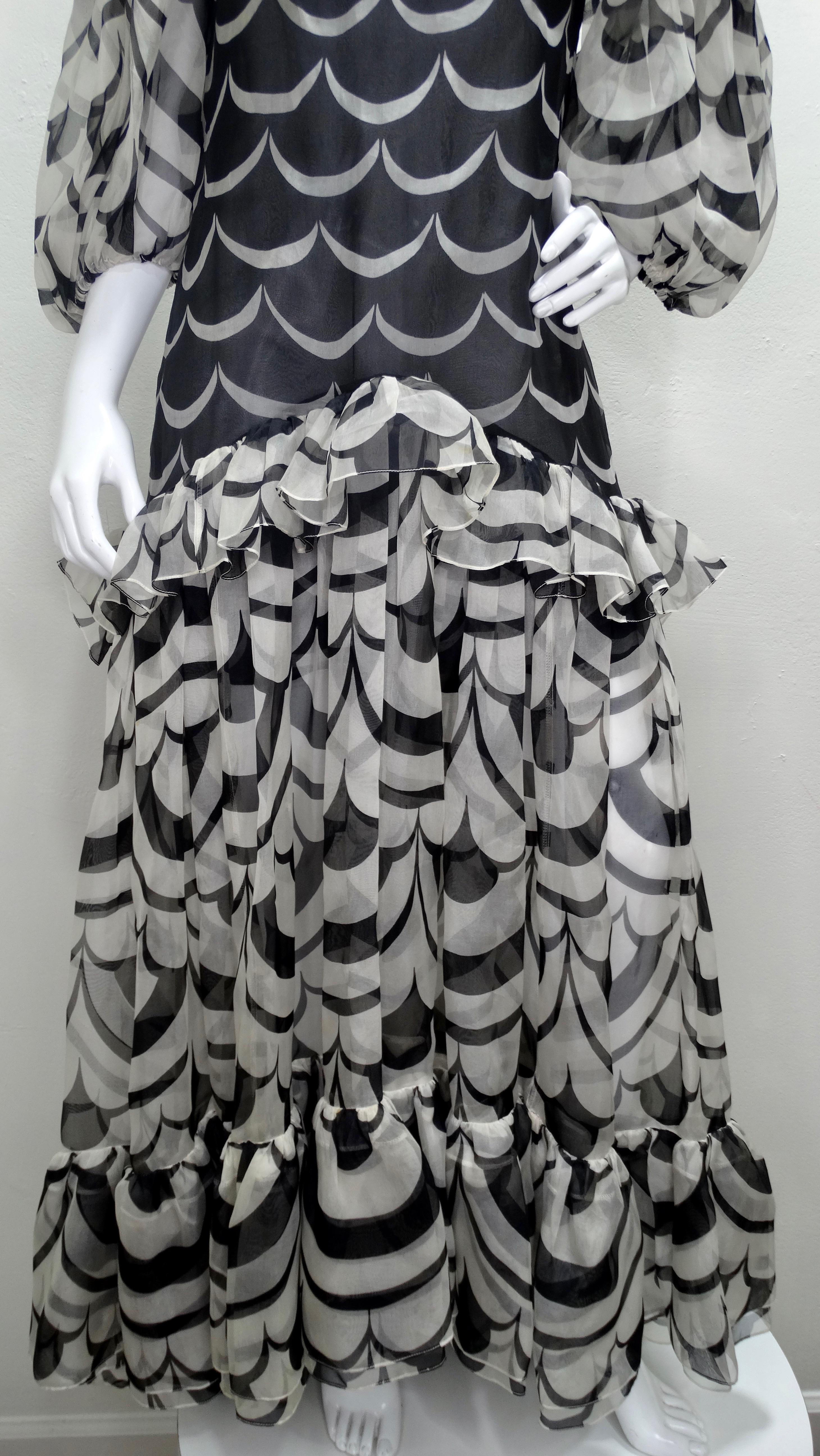 Yves Saint Laurent 1980s Ruffled Organza Dress In Good Condition In Scottsdale, AZ