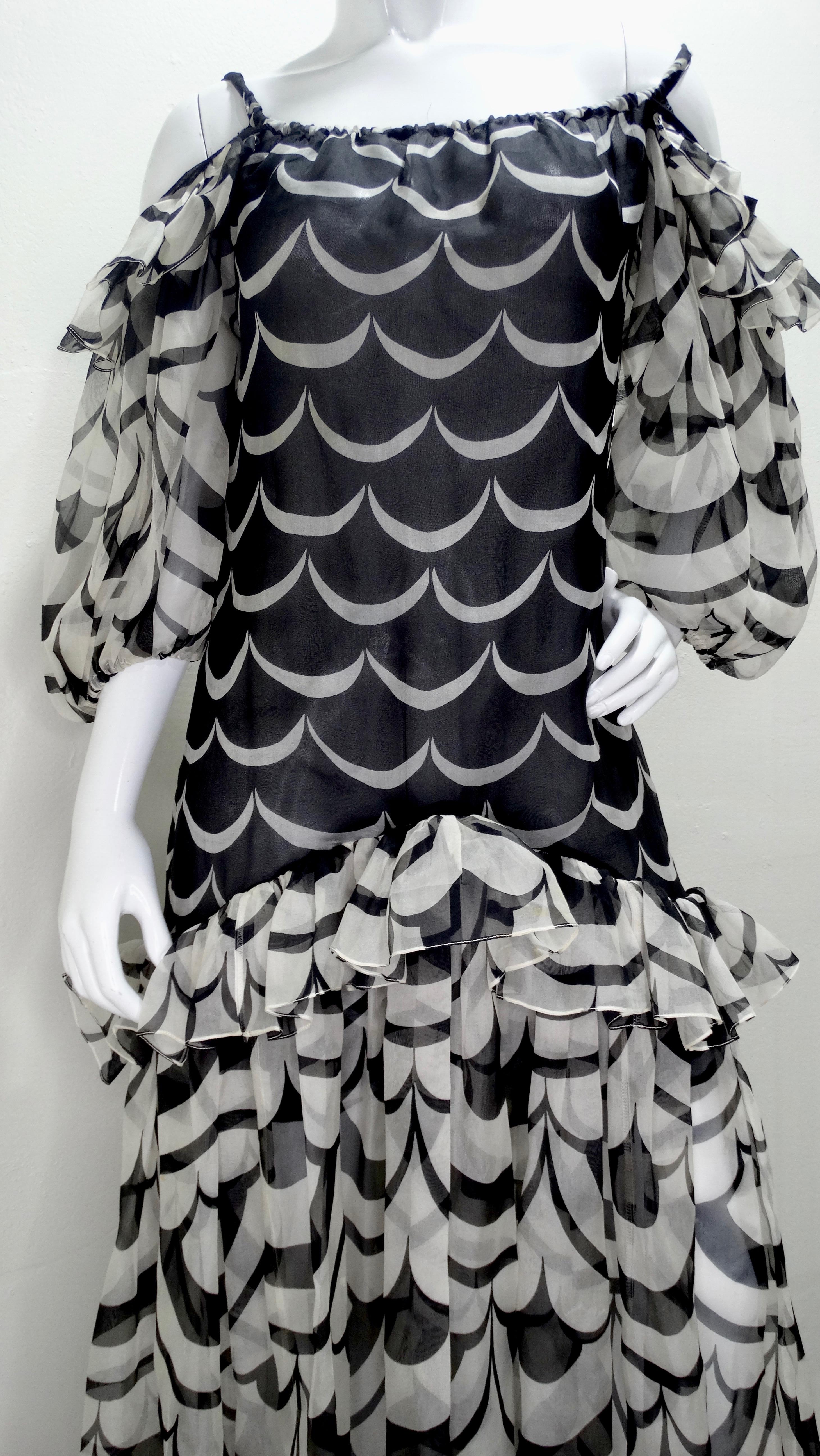 Yves Saint Laurent 1980s Ruffled Organza Dress 2