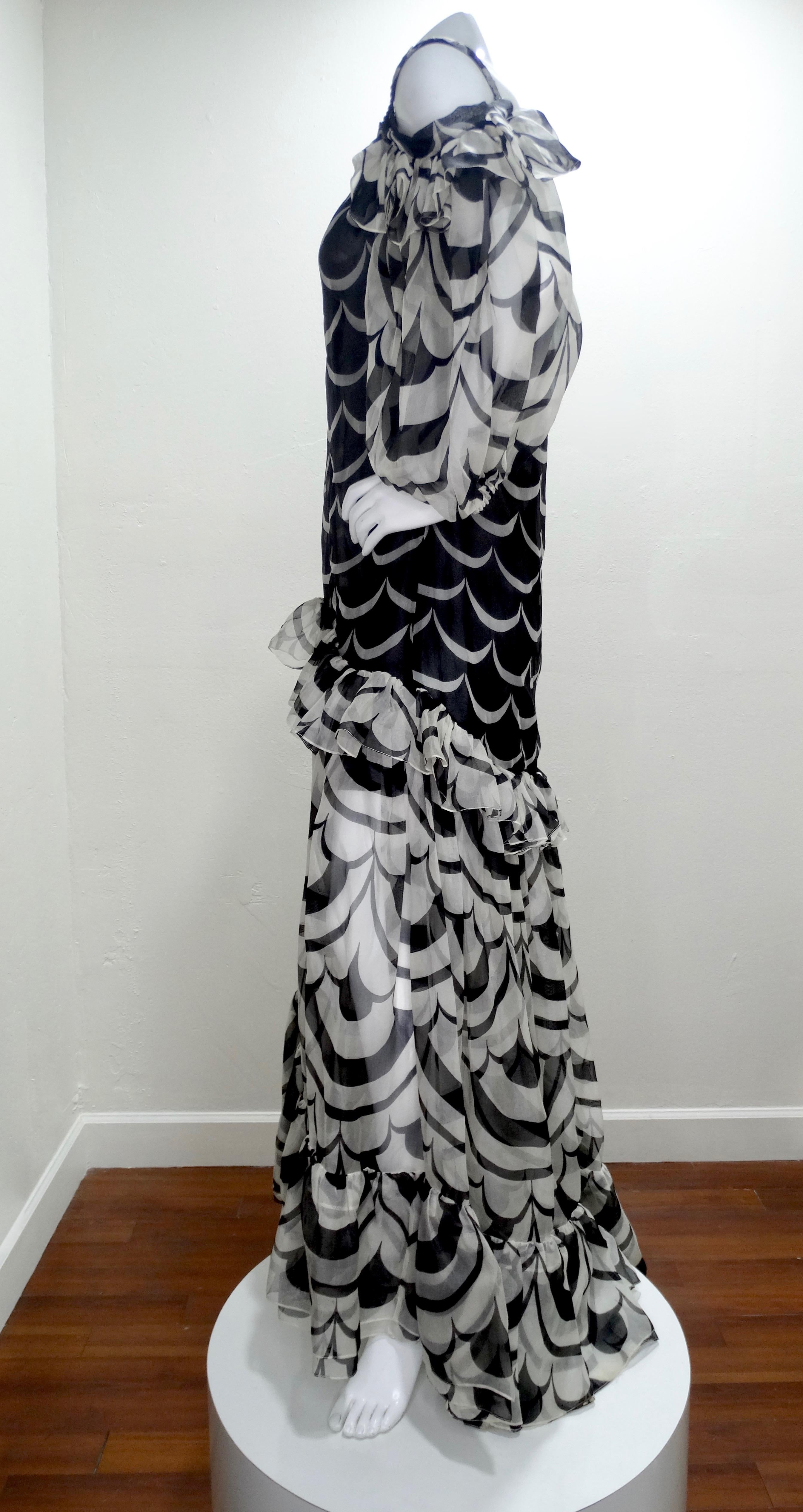Yves Saint Laurent 1980s Ruffled Organza Dress 3