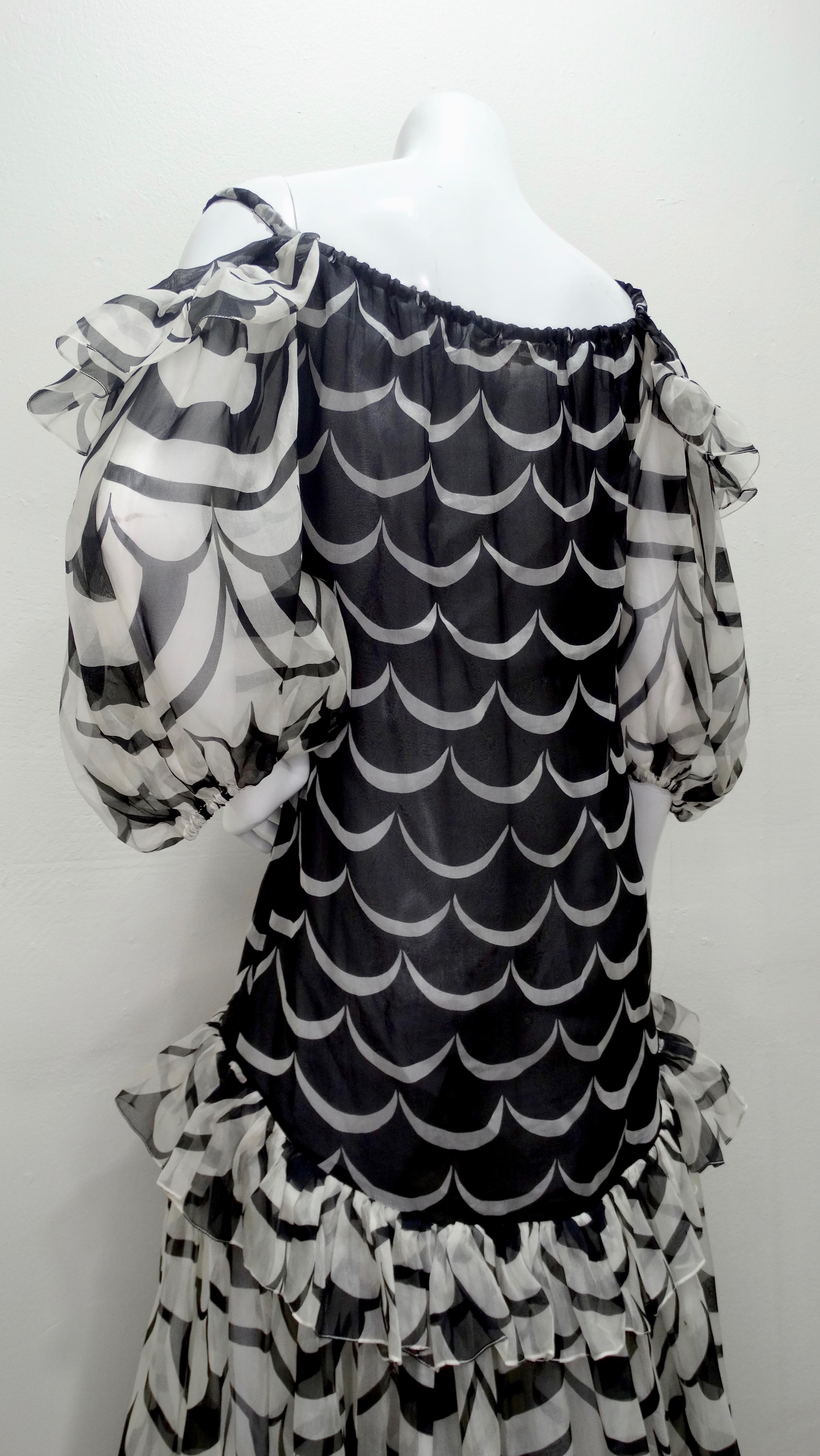 Yves Saint Laurent 1980s Ruffled Organza Dress 4
