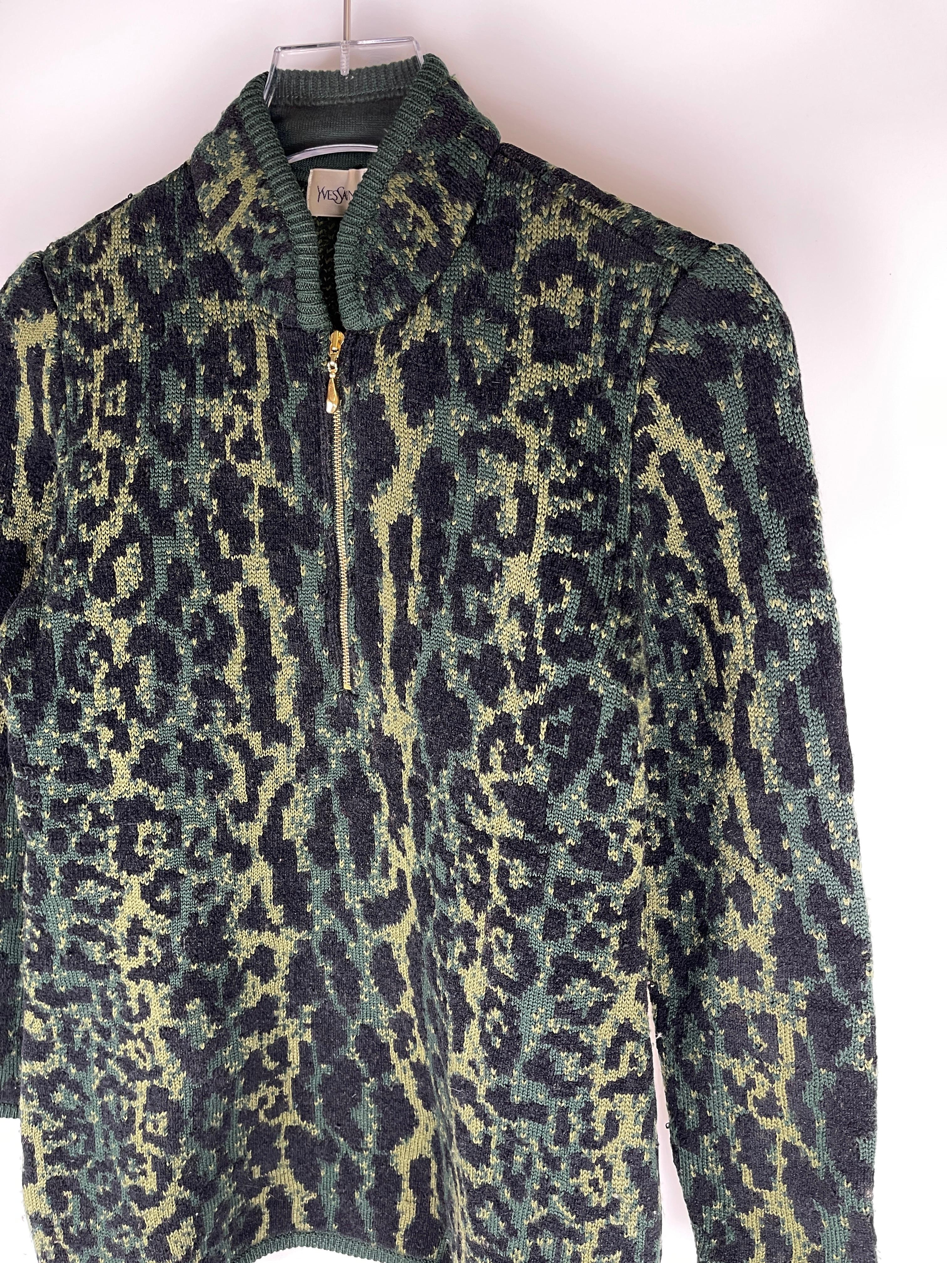Yves Saint Laurent 1980's Snow Leopard Sweater  For Sale 3