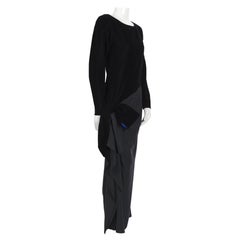 Yves Saint Laurent 1980s vintage black velvet and silk dress