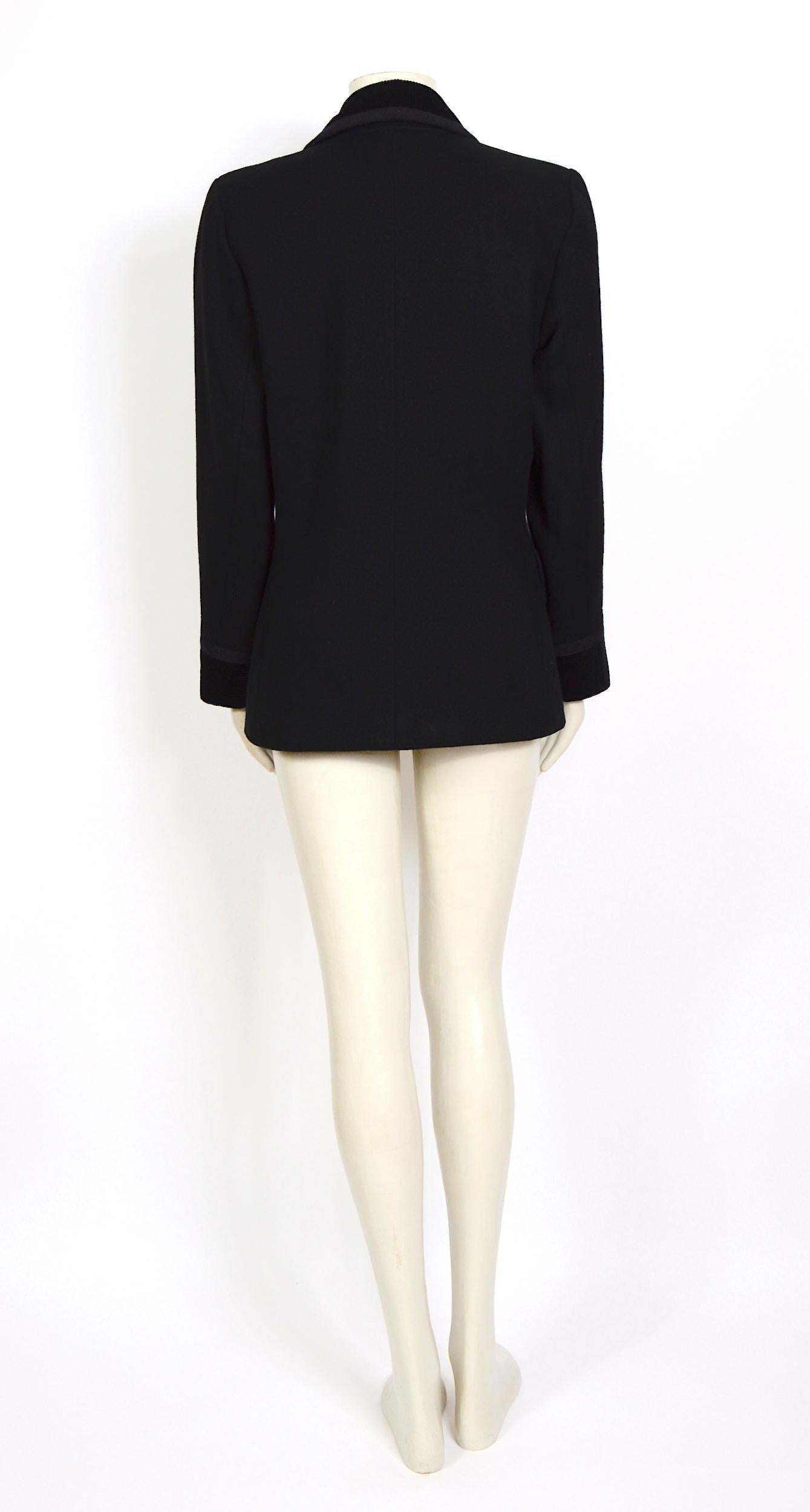 Women's Yves Saint Laurent 1980s vintage black wool and velvet jacket